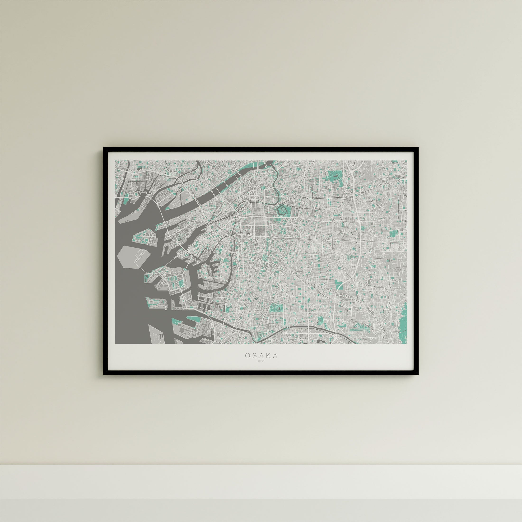 Osaka Map Print – Forest Edition – Landscape