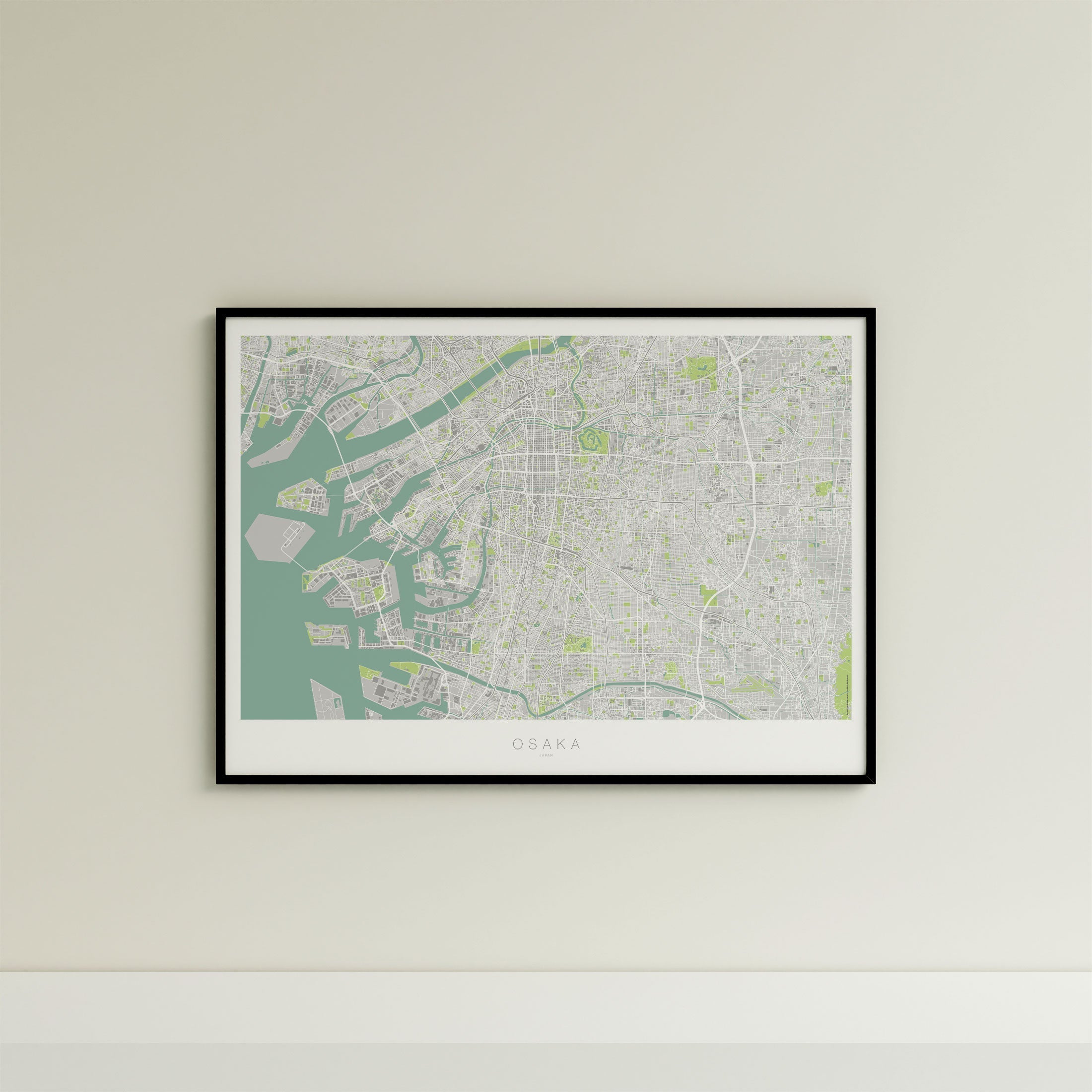 Osaka Map Print – Atlas Modern Edition – Landscape