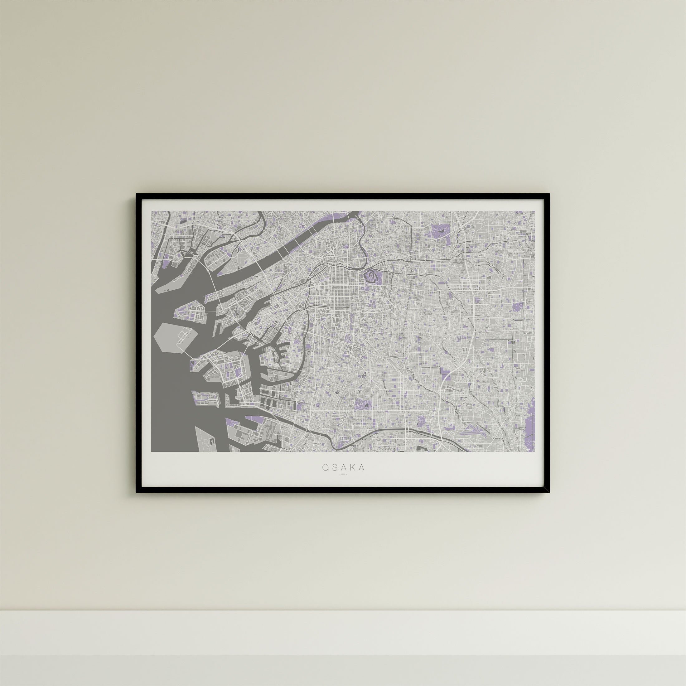 Osaka Map Print – Lilac Edition – Landscape