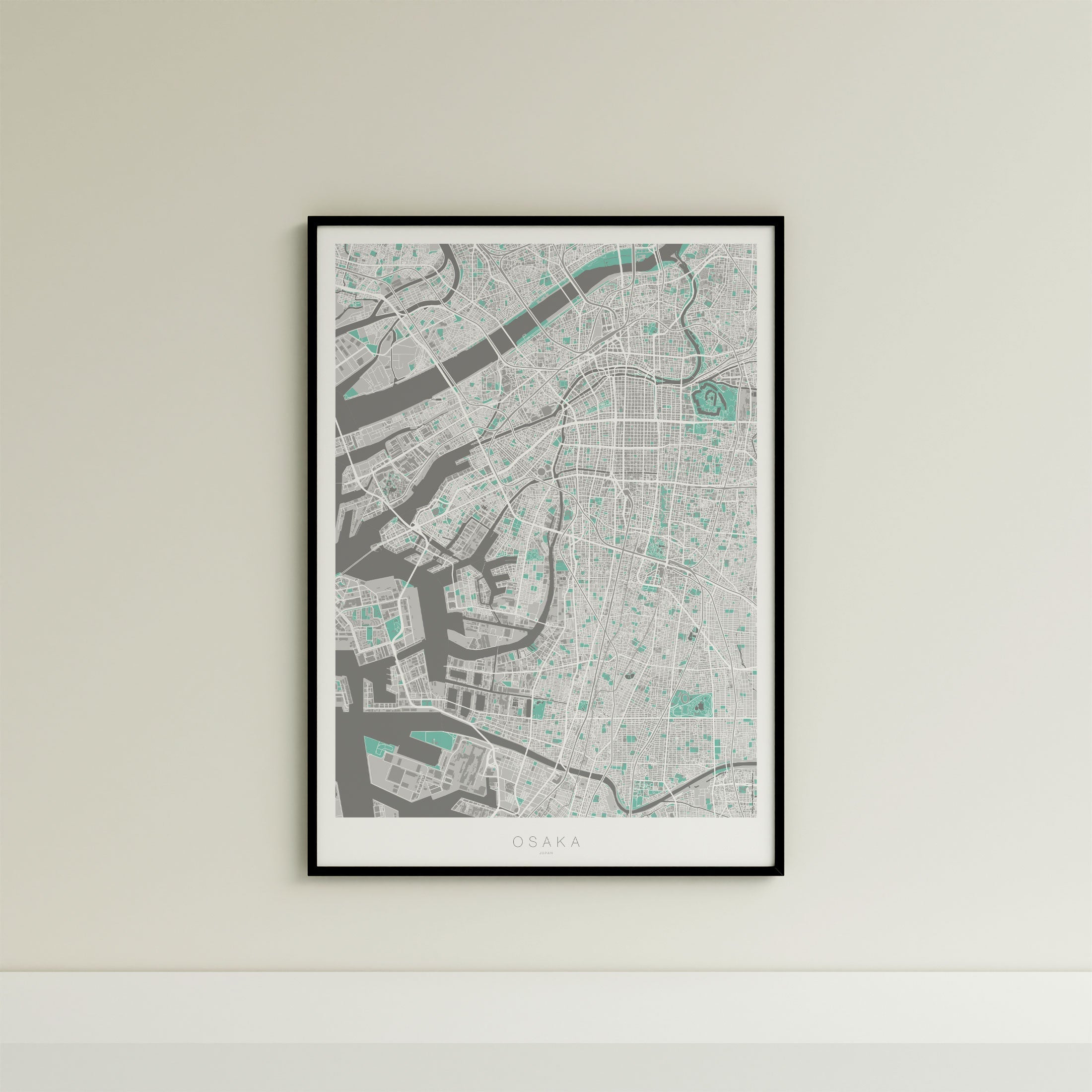Osaka Map Print – Forest Edition – Portrait