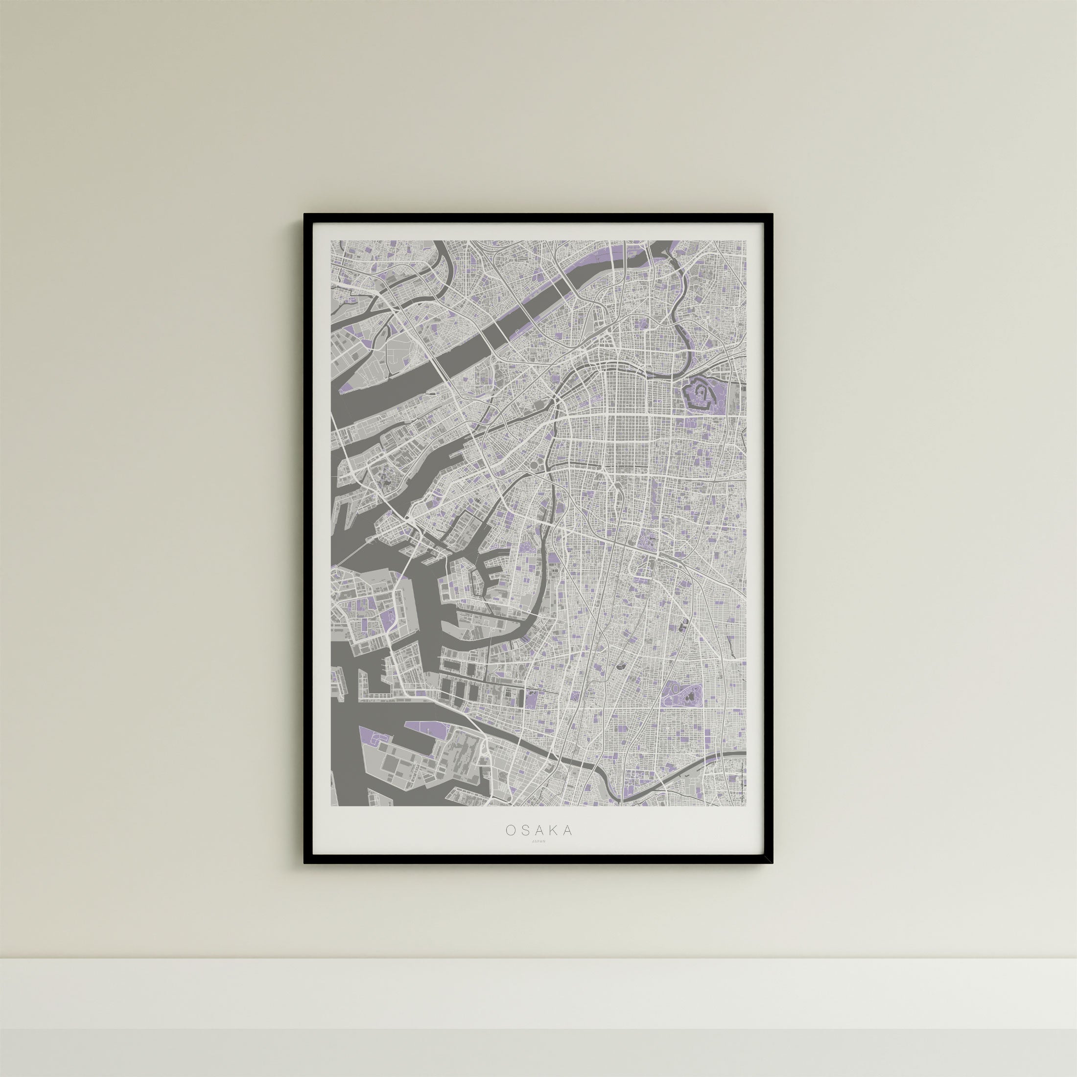 Osaka Map Print – Lilac Edition – Portrait