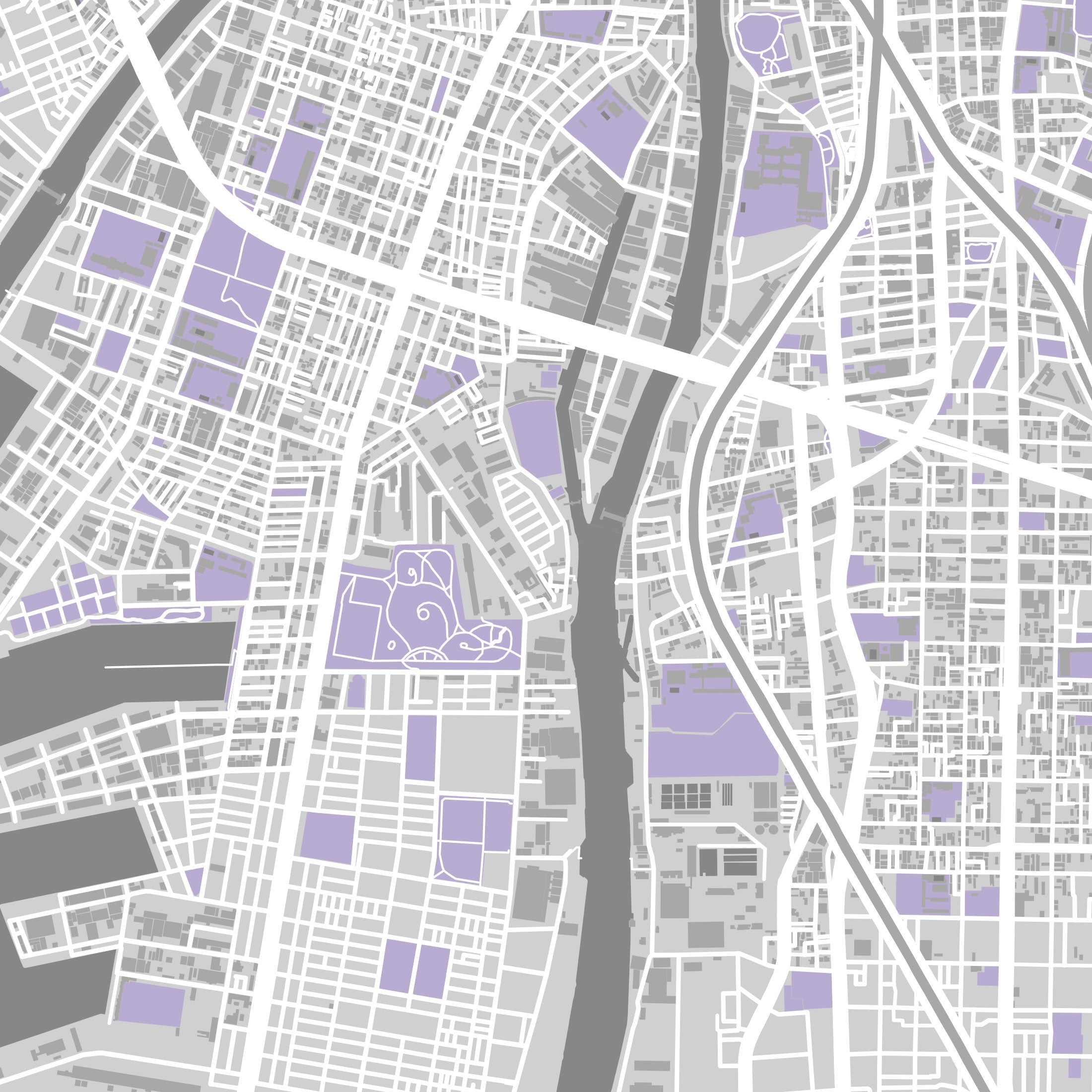 Osaka Map Print – Lilac Edition – Portrait
