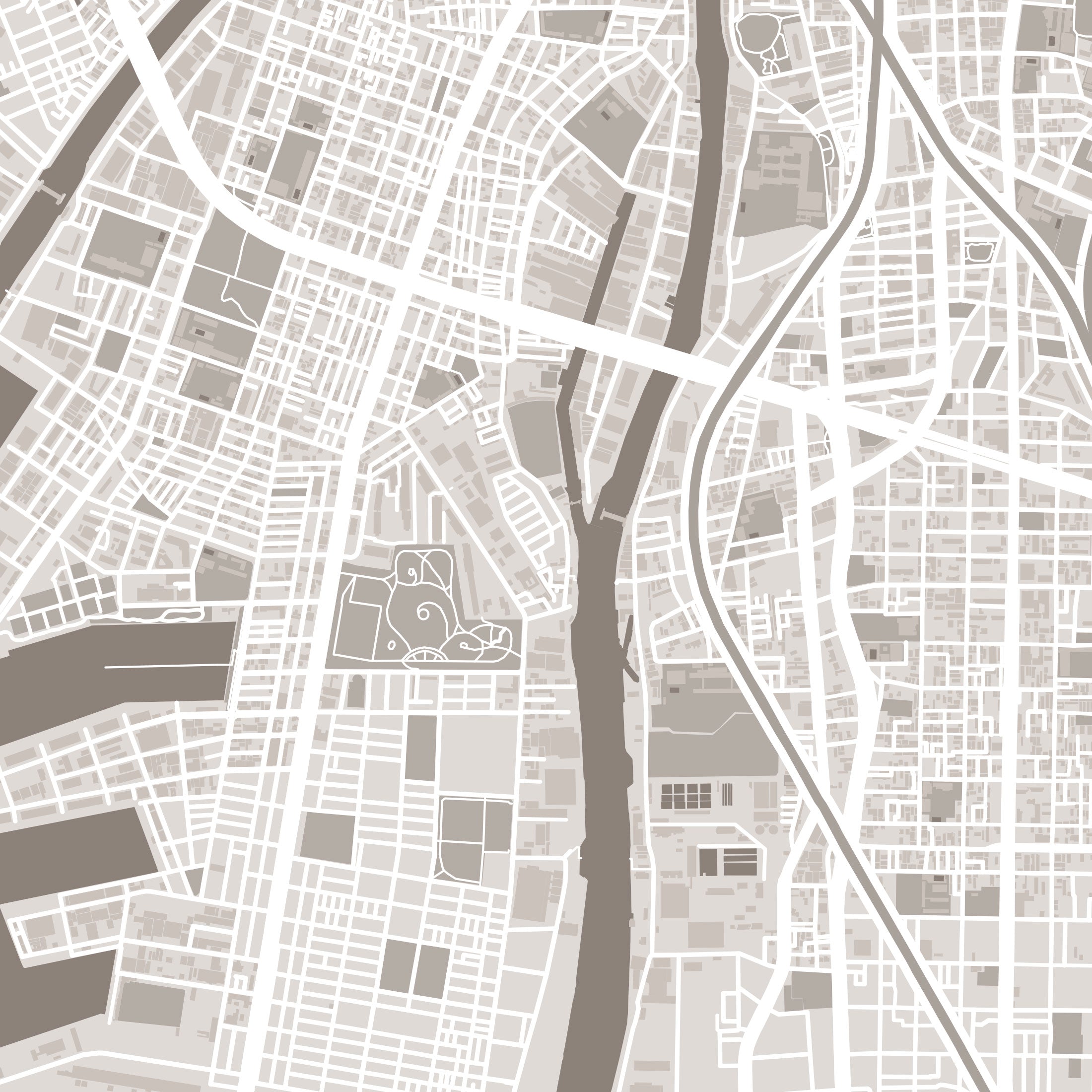 Osaka Map Print – Sepia Edition – Portrait