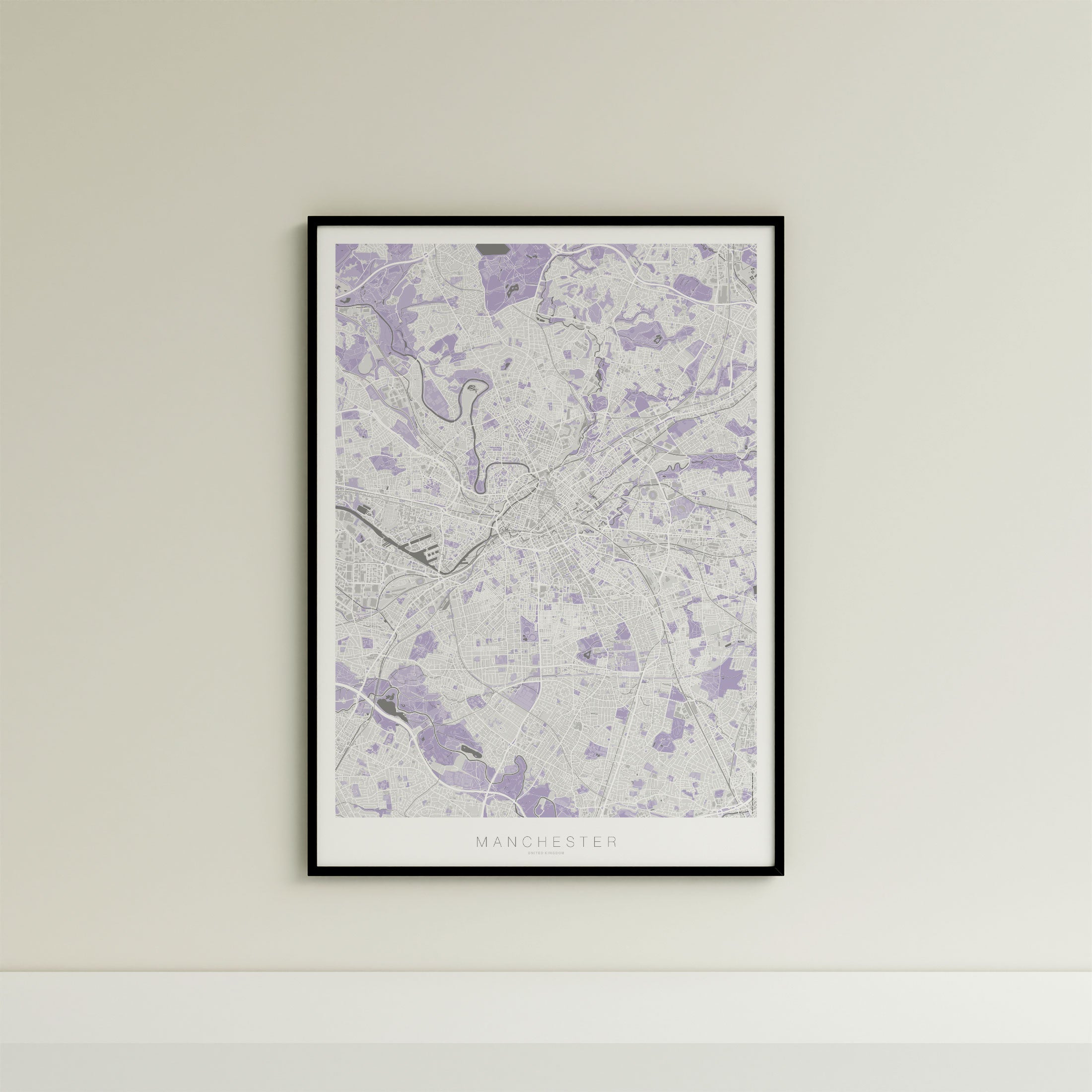 Manchester Map Print – Lilac Edition – Portrait
