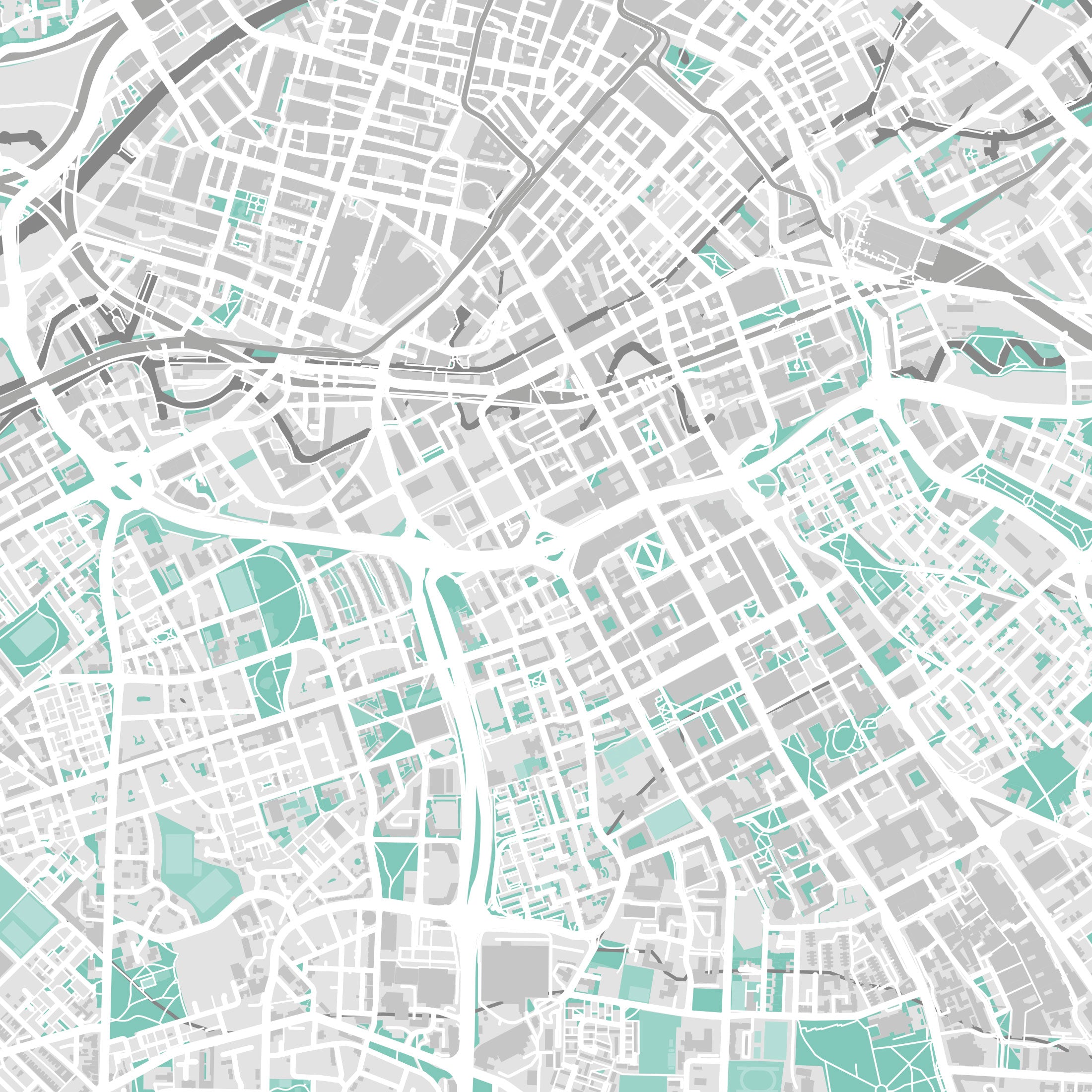 Manchester Map Print – Forest Edition – Landscape