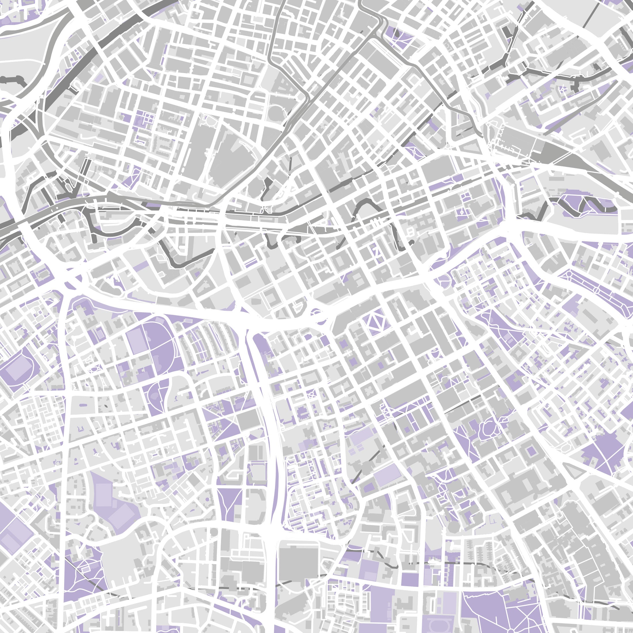 Manchester Map Print – Lilac Edition – Landscape