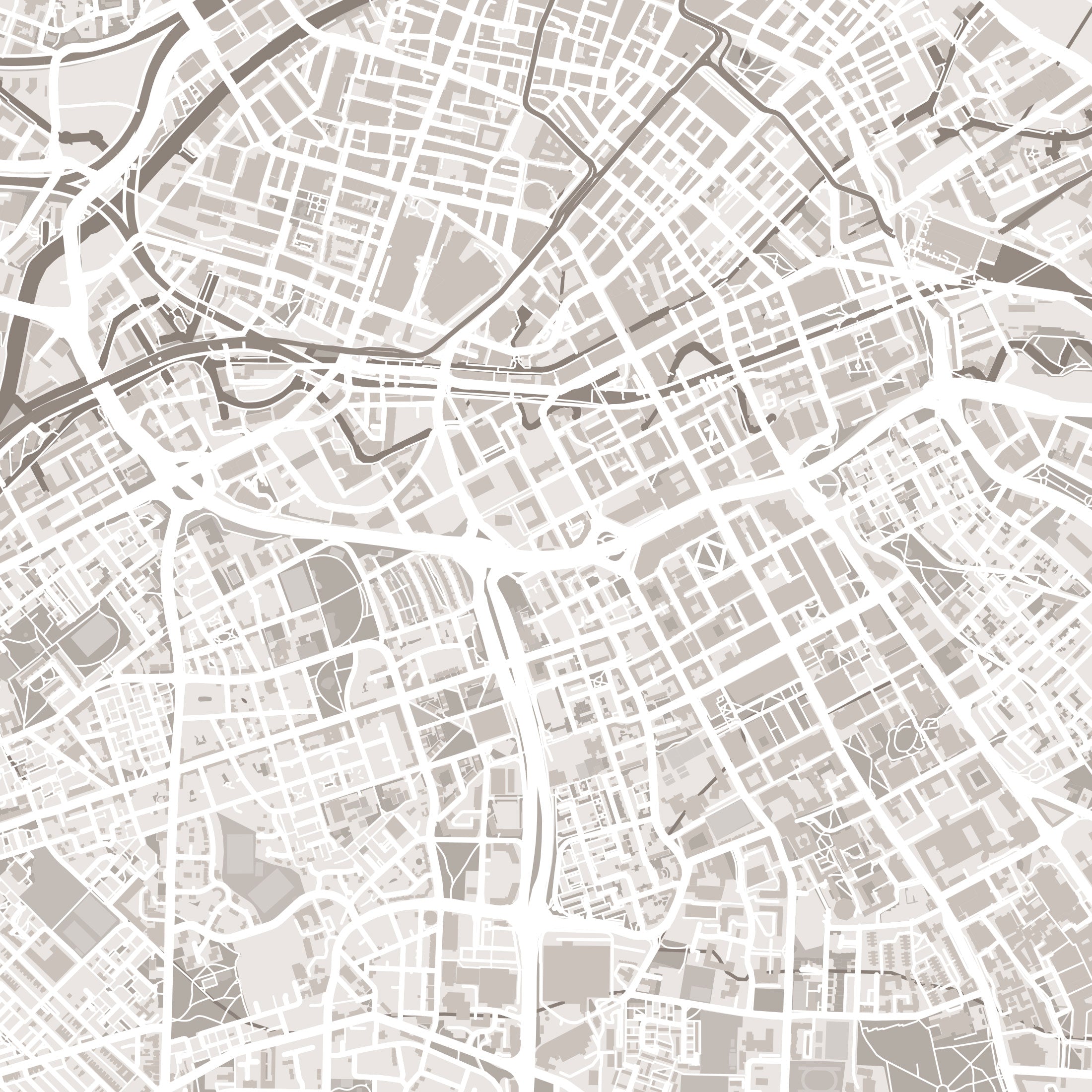 Manchester Map Print – Sepia Edition – Landscape