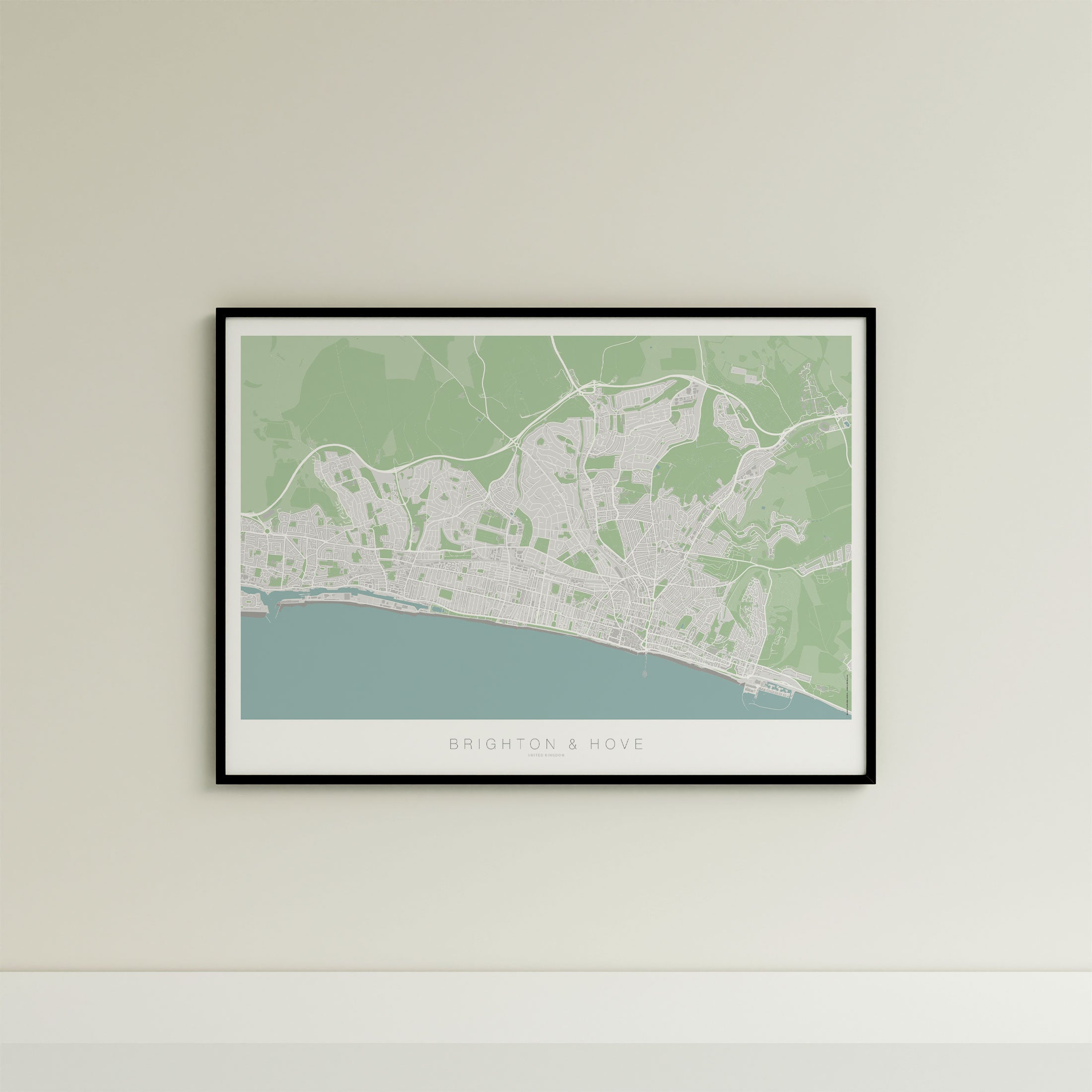 Brighton & Hove Map Print – Atlas Traditional Edition – Landscape