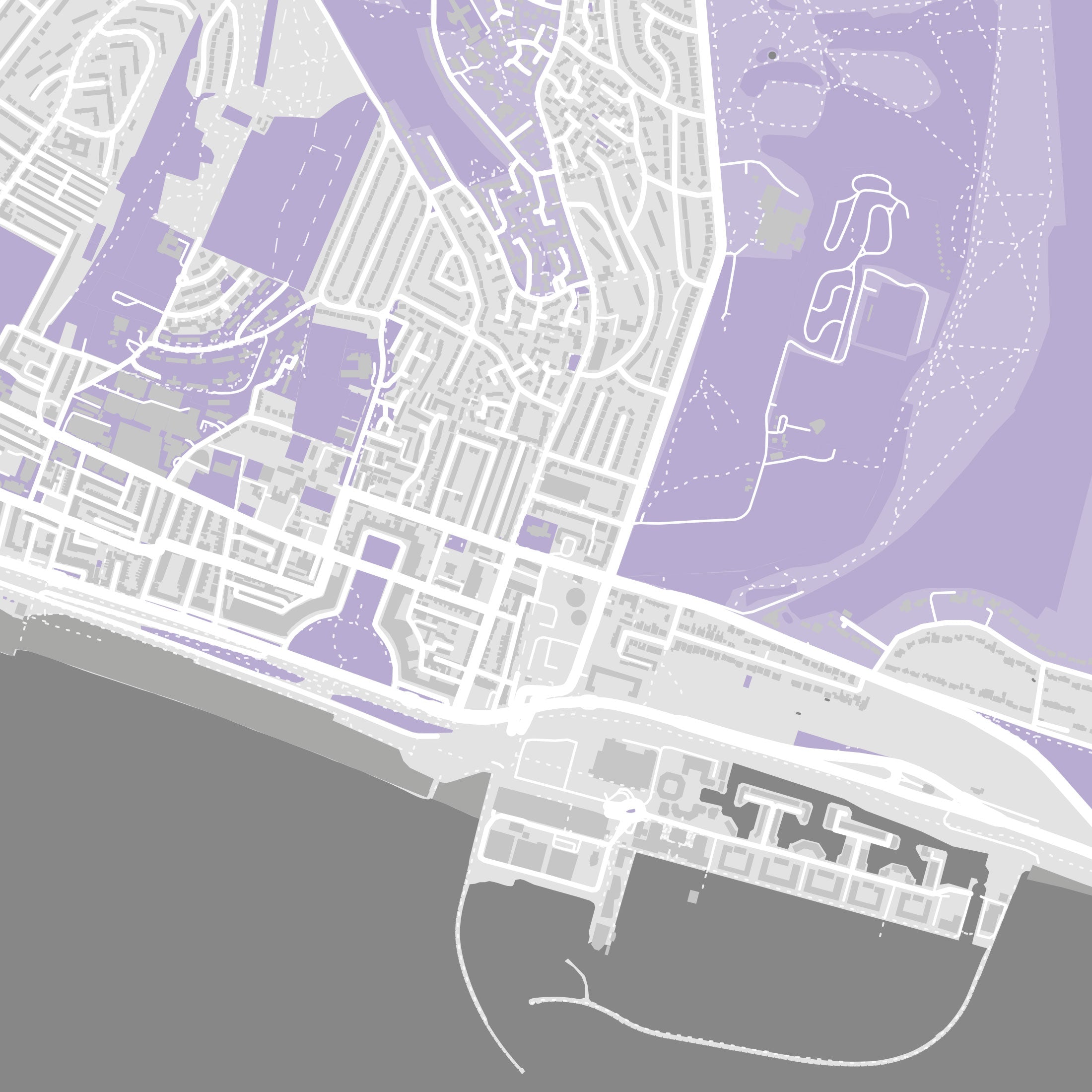 Brighton & Hove Map Print – Lilac Edition – Landscape