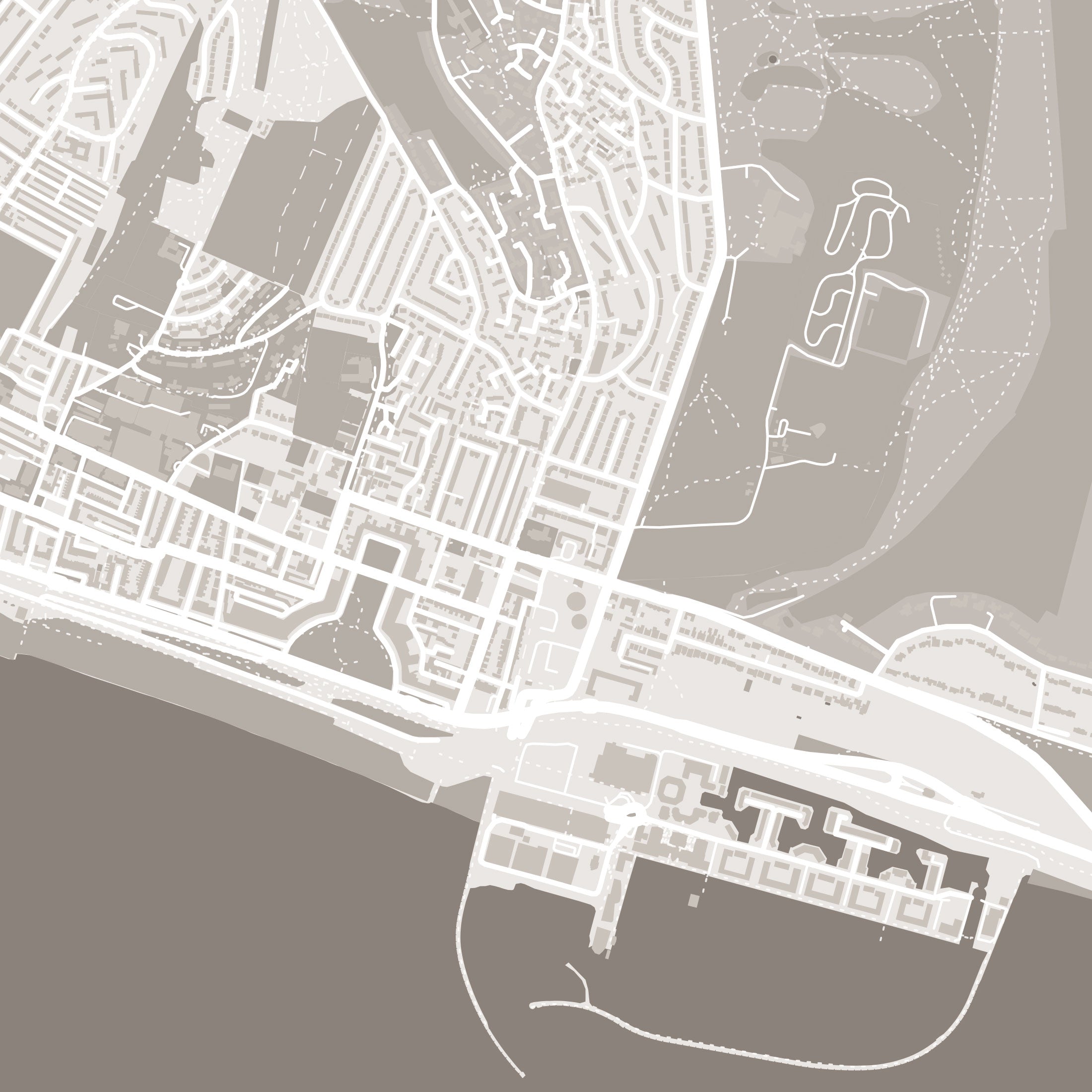 Brighton & Hove Map Print – Sepia Edition – Landscape