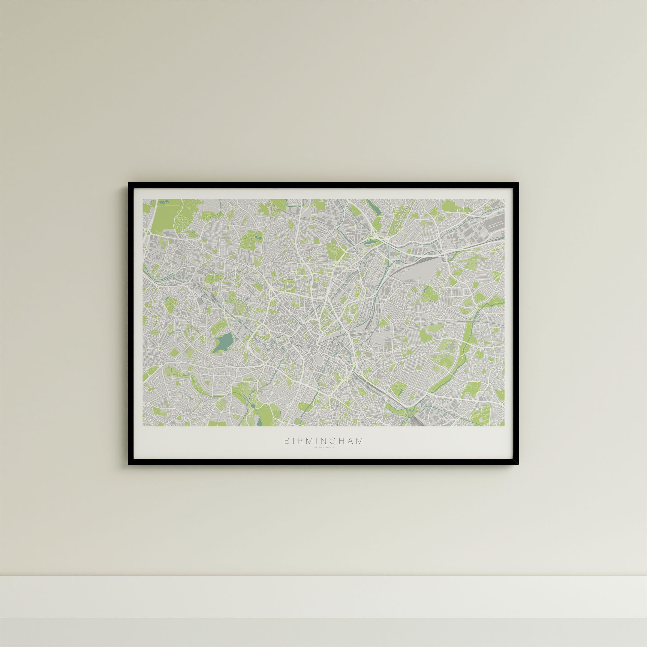 Birmingham Map Print – Atlas Modern Edition – Landscape