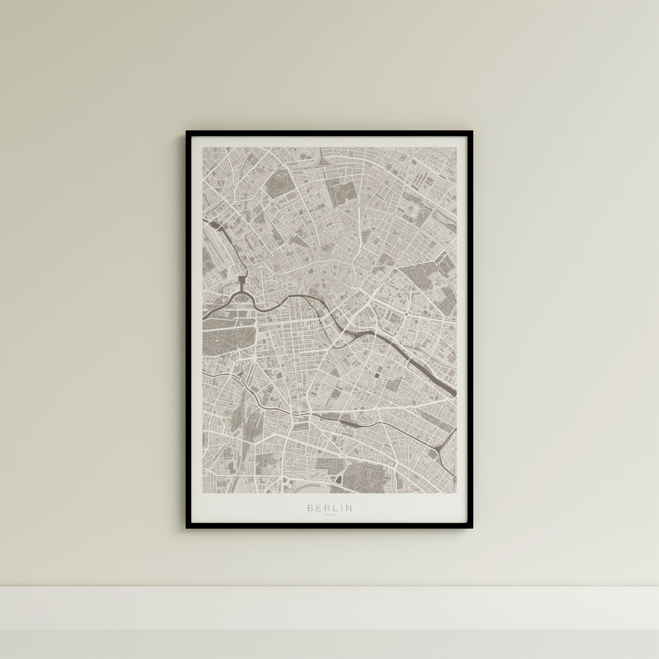 Berlin Map Print – Sepia Edition – Portrait