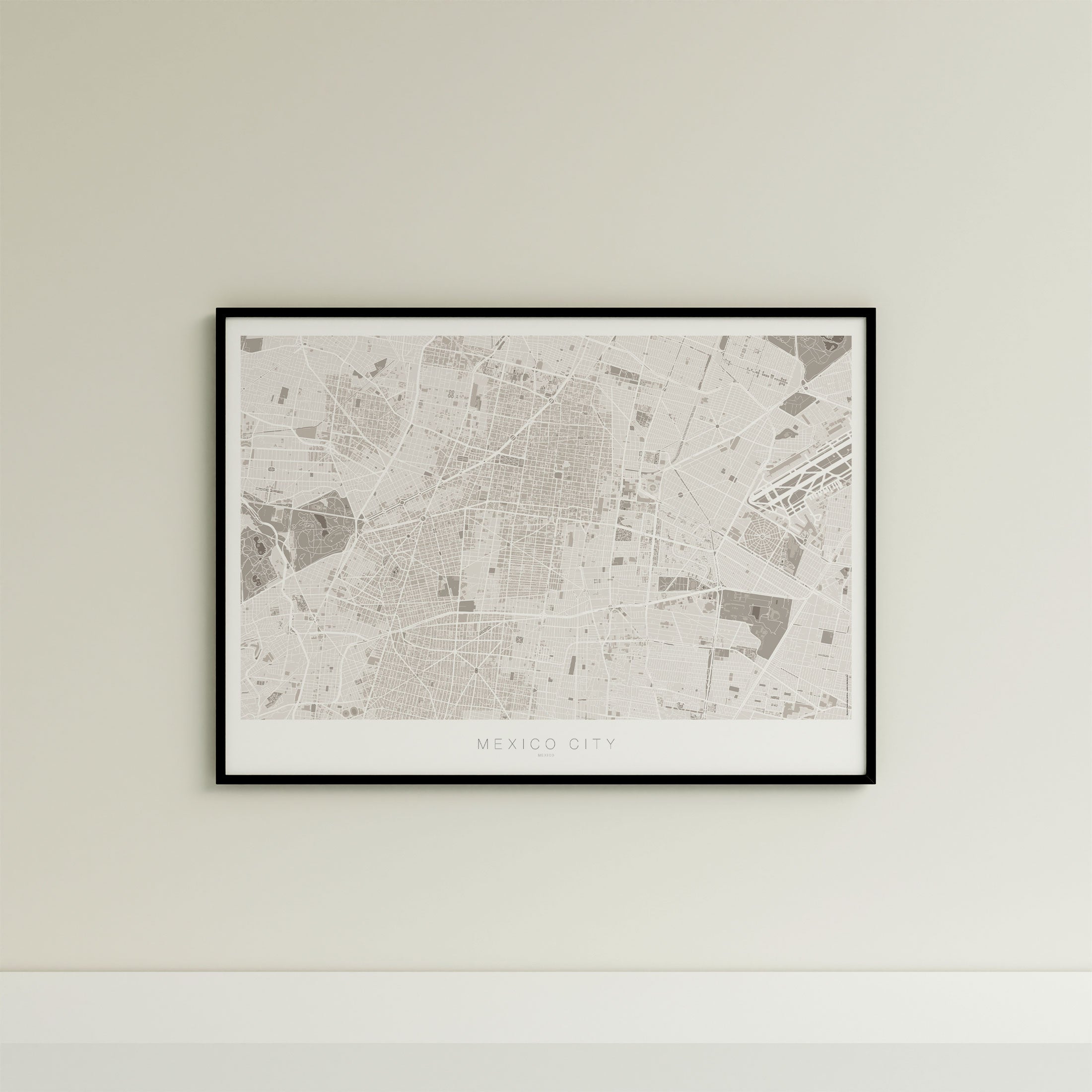 Mexico City Map Print – Sepia Edition – Landscape