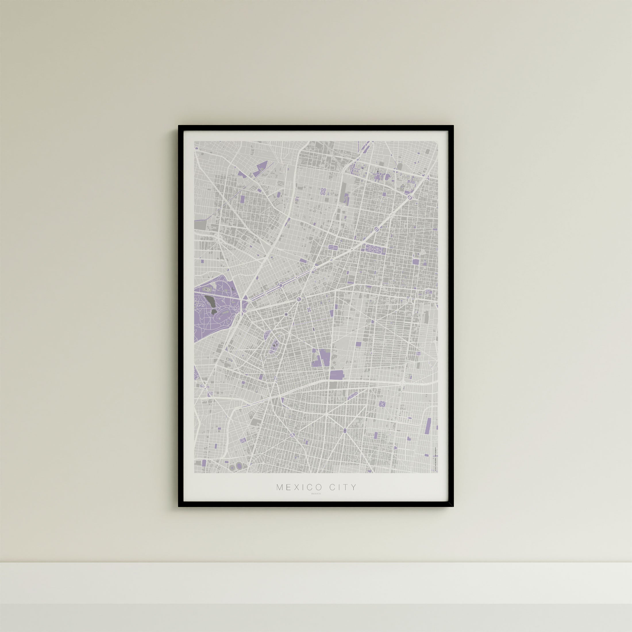 Mexico City Map Print – Lilac Edition – Portrait