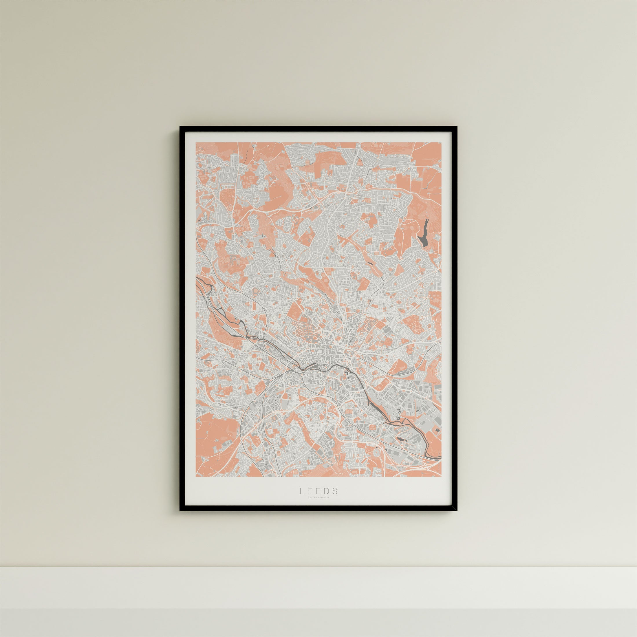 Leeds Map Print – Coral Edition – Portrait