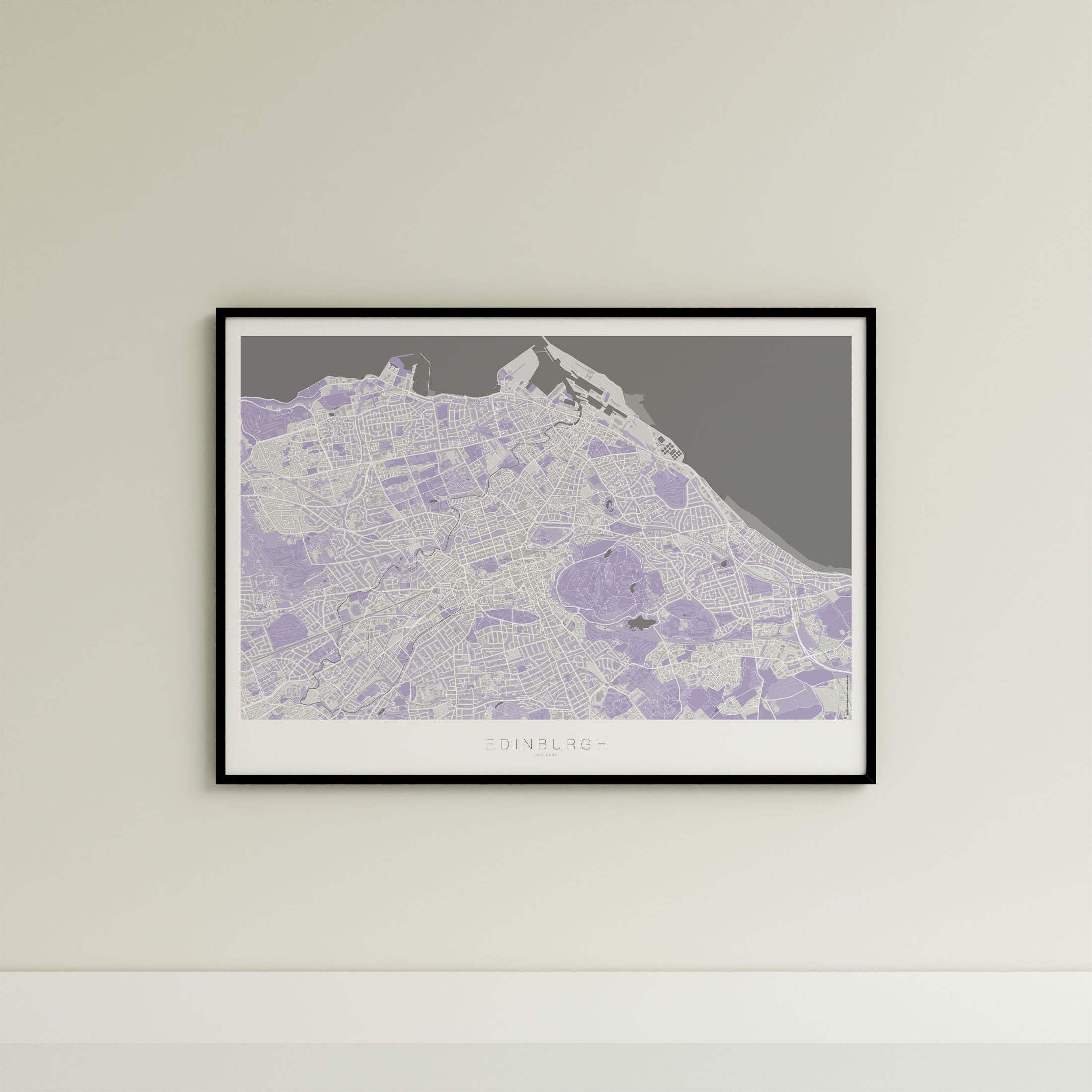Edinburgh Map Print – Lilac Edition – Landscape