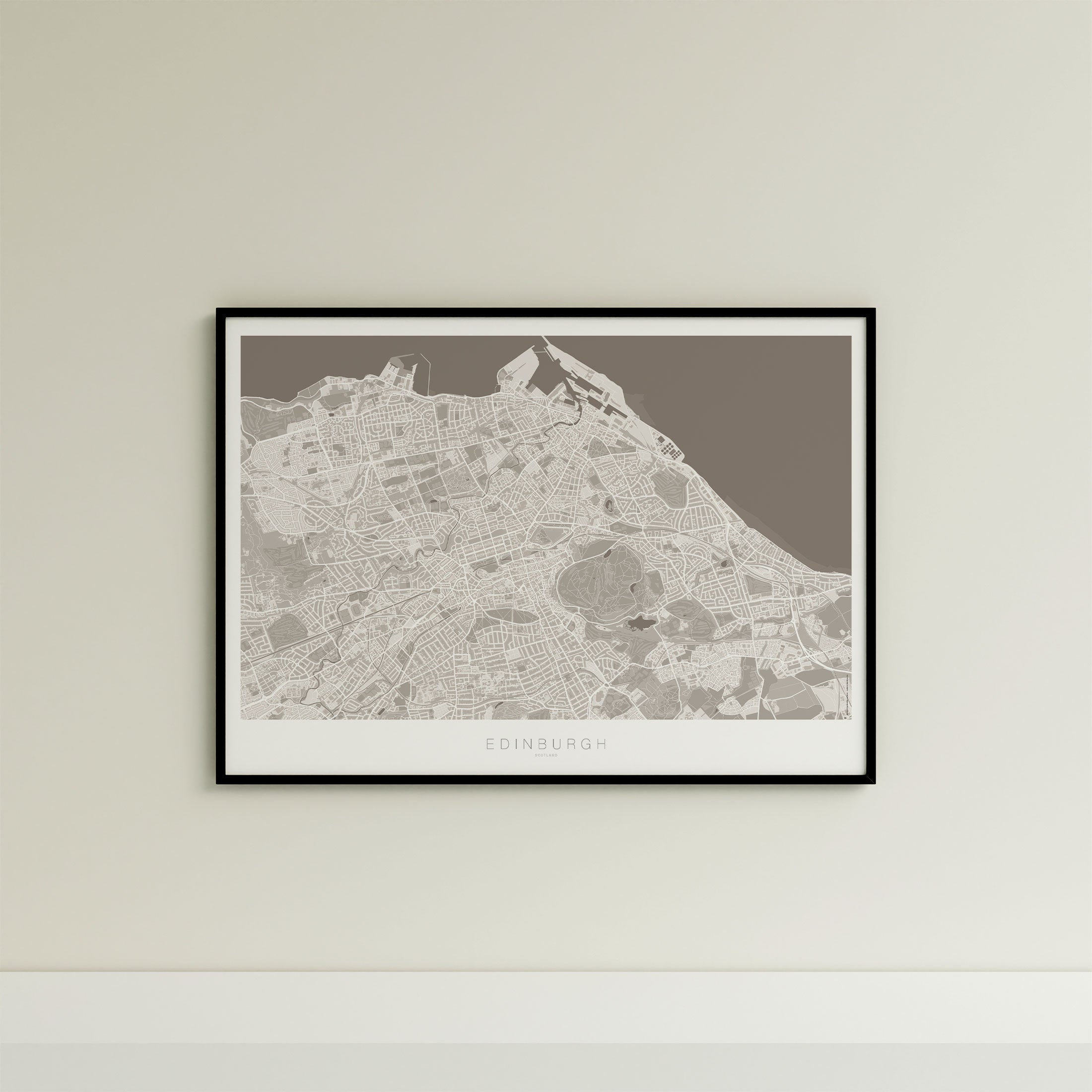 Edinburgh Map Print – Sepia Edition – Landscape