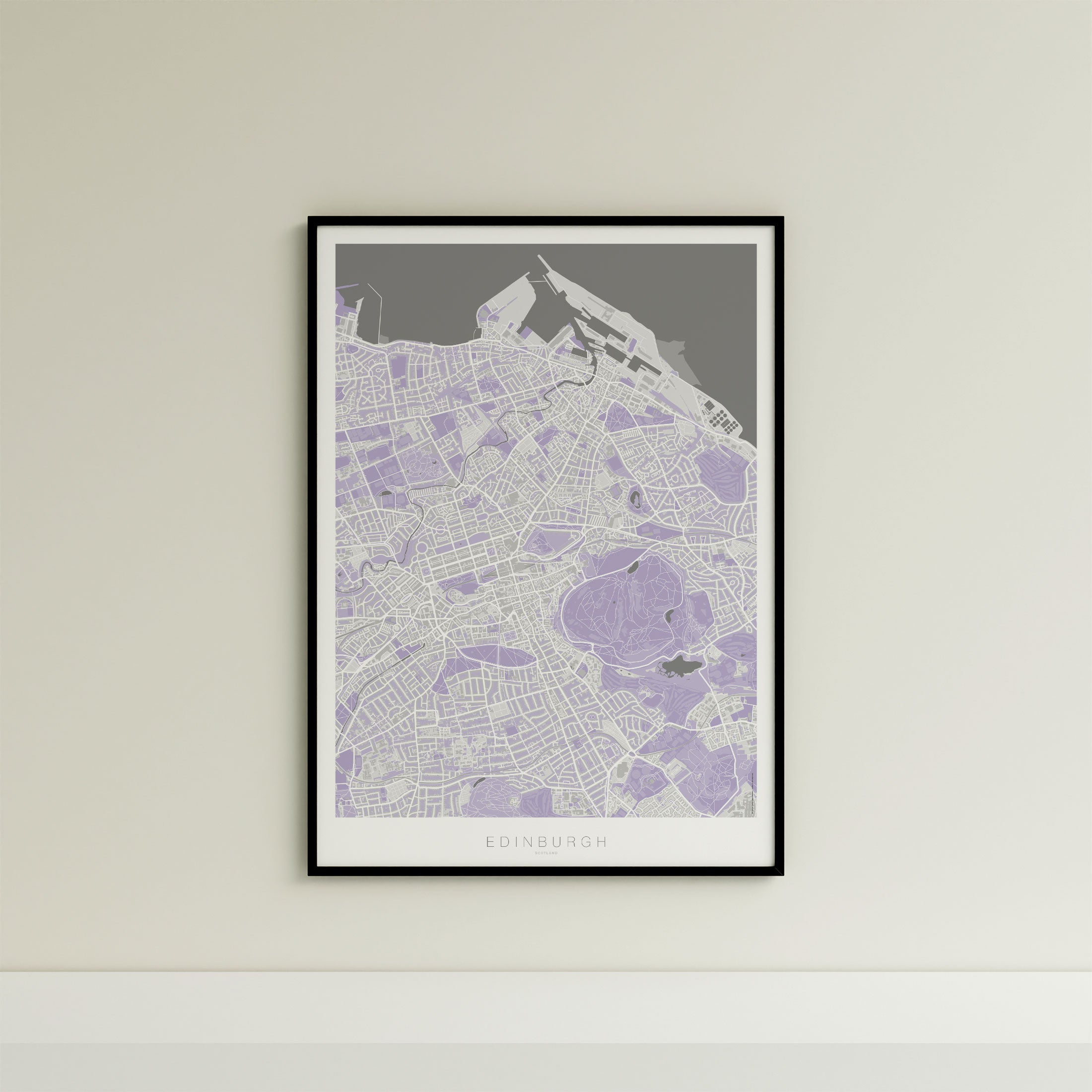 Edinburgh Map Print – Lilac Edition – Portrait