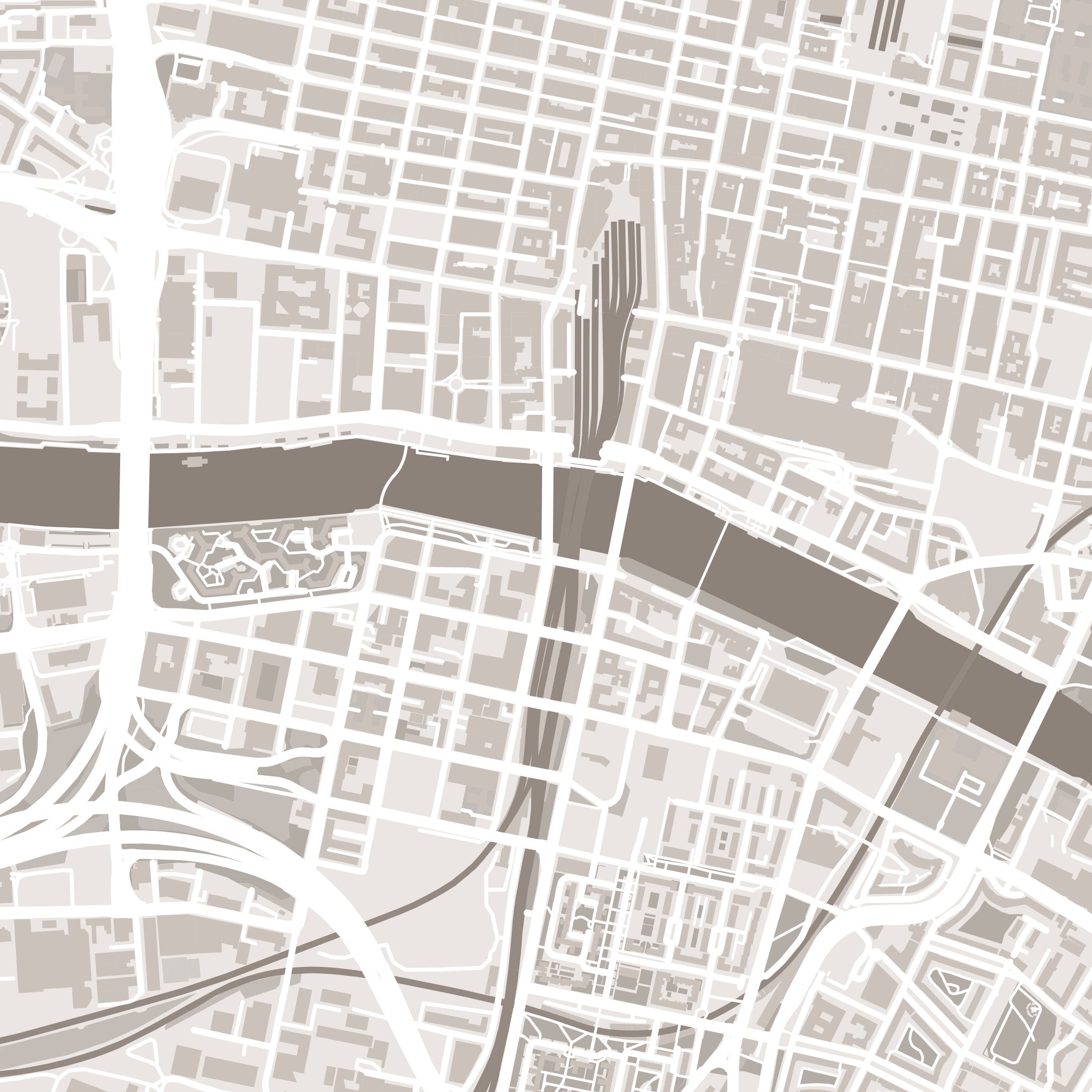 Glasgow Map Print – Sepia Edition – Landscape