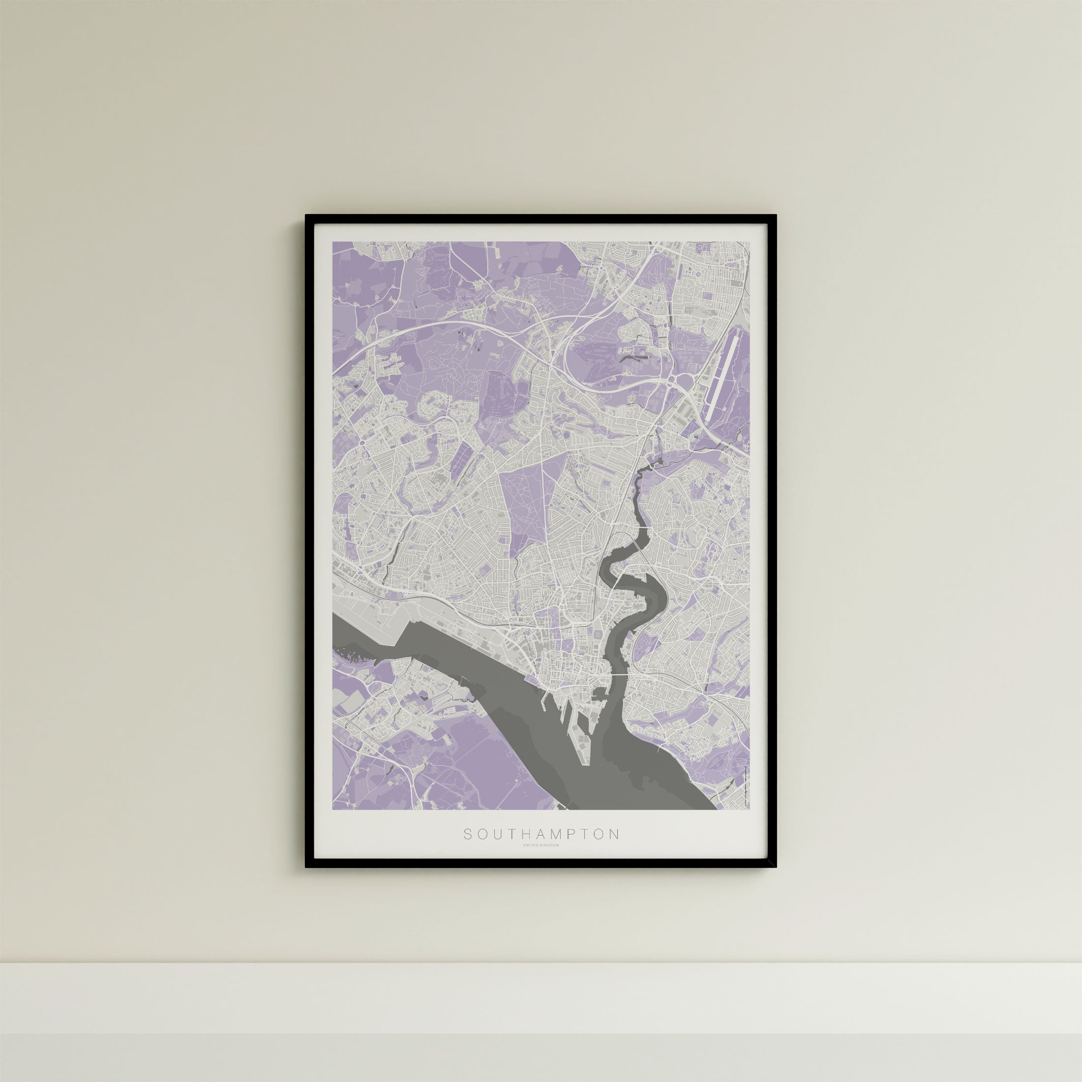 Southampton Map Print – Lilac Edition – Portrait