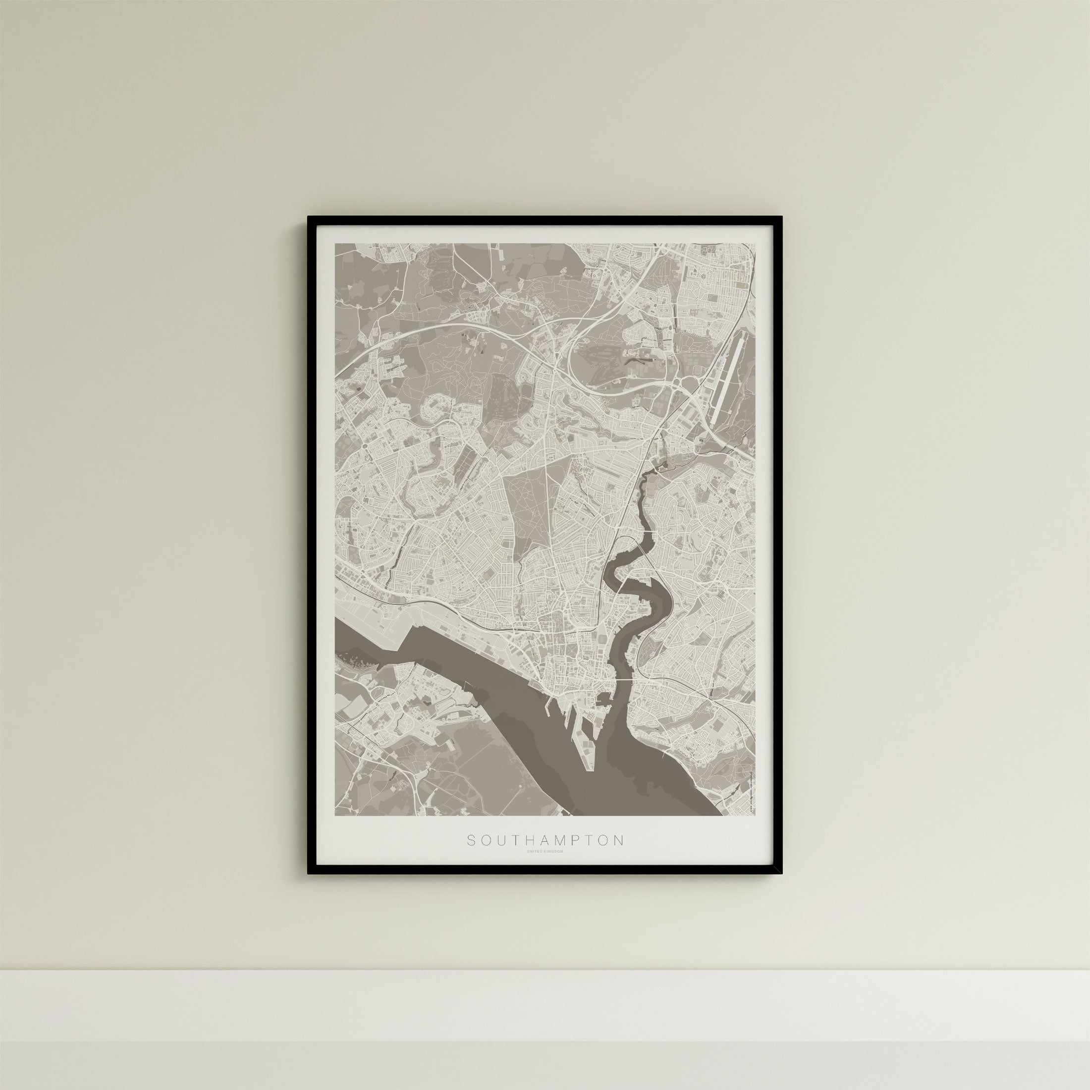 Southampton Map Print – Sepia Edition – Portrait