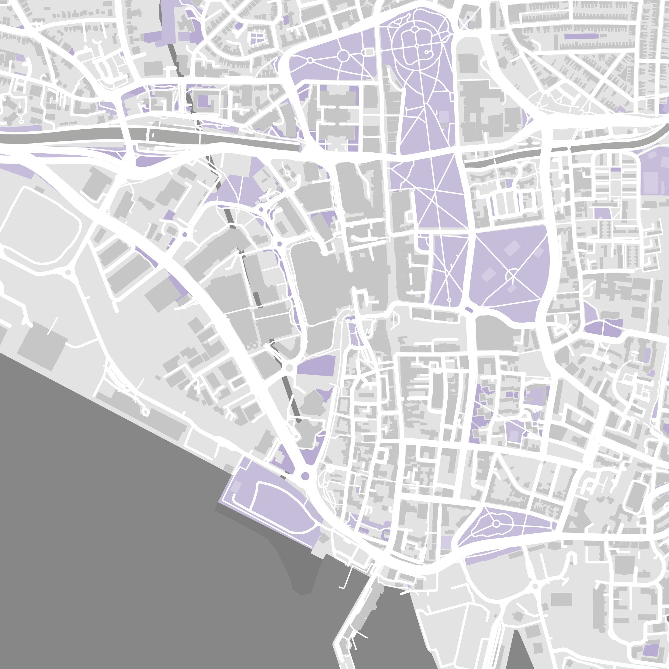 Southampton Map Print – Lilac Edition – Landscape