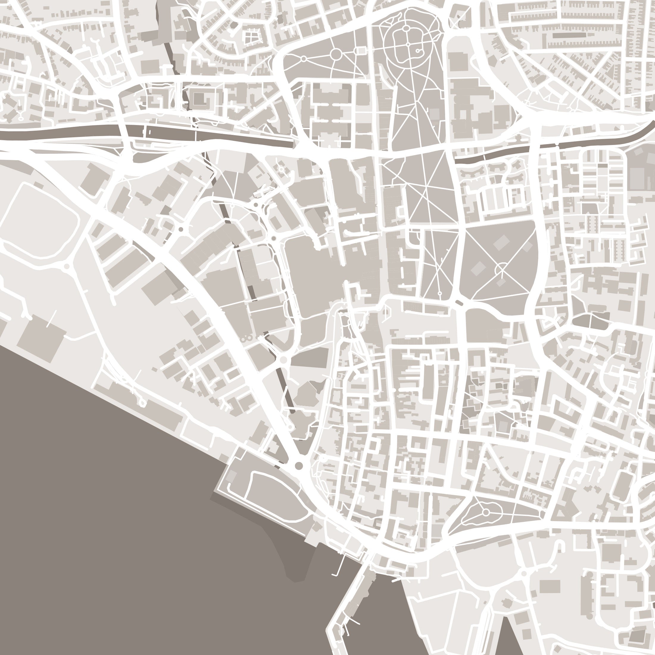 Southampton Map Print – Sepia Edition – Landscape