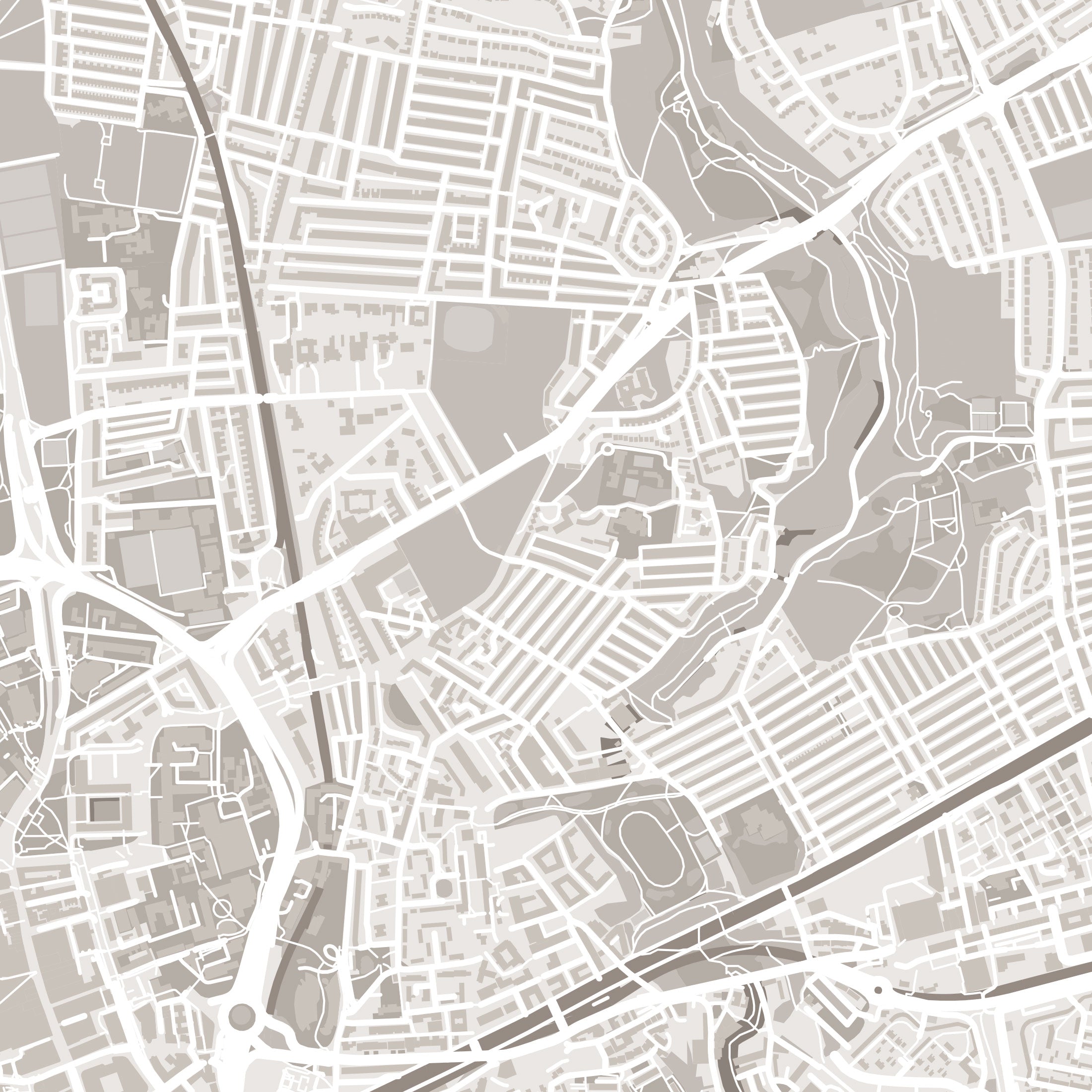 Newcastle Upon Tyne Map Print – Sepia Edition – Landscape