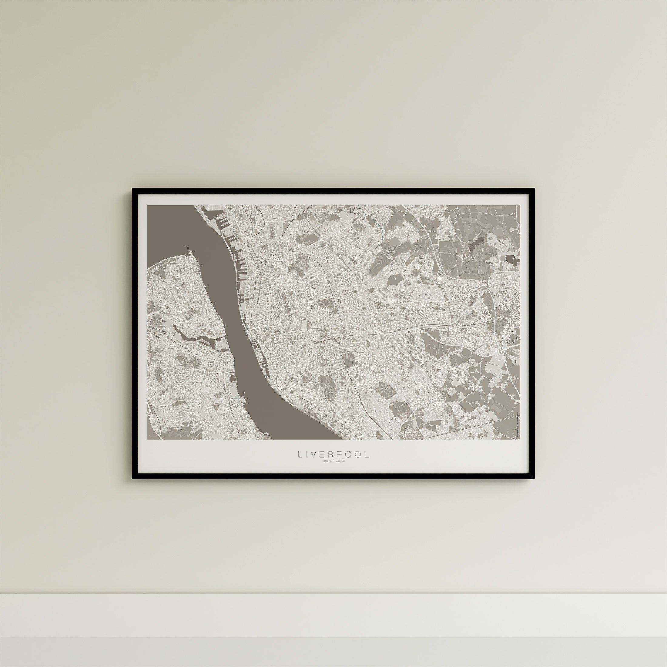 Liverpool Map Print – Sepia Edition – Landscape