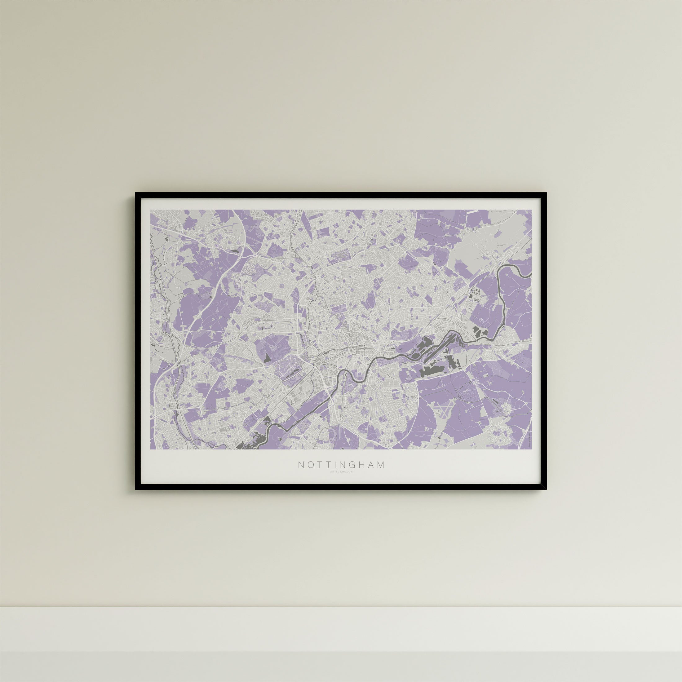 Nottingham Map Print – Lilac Edition – Landscape