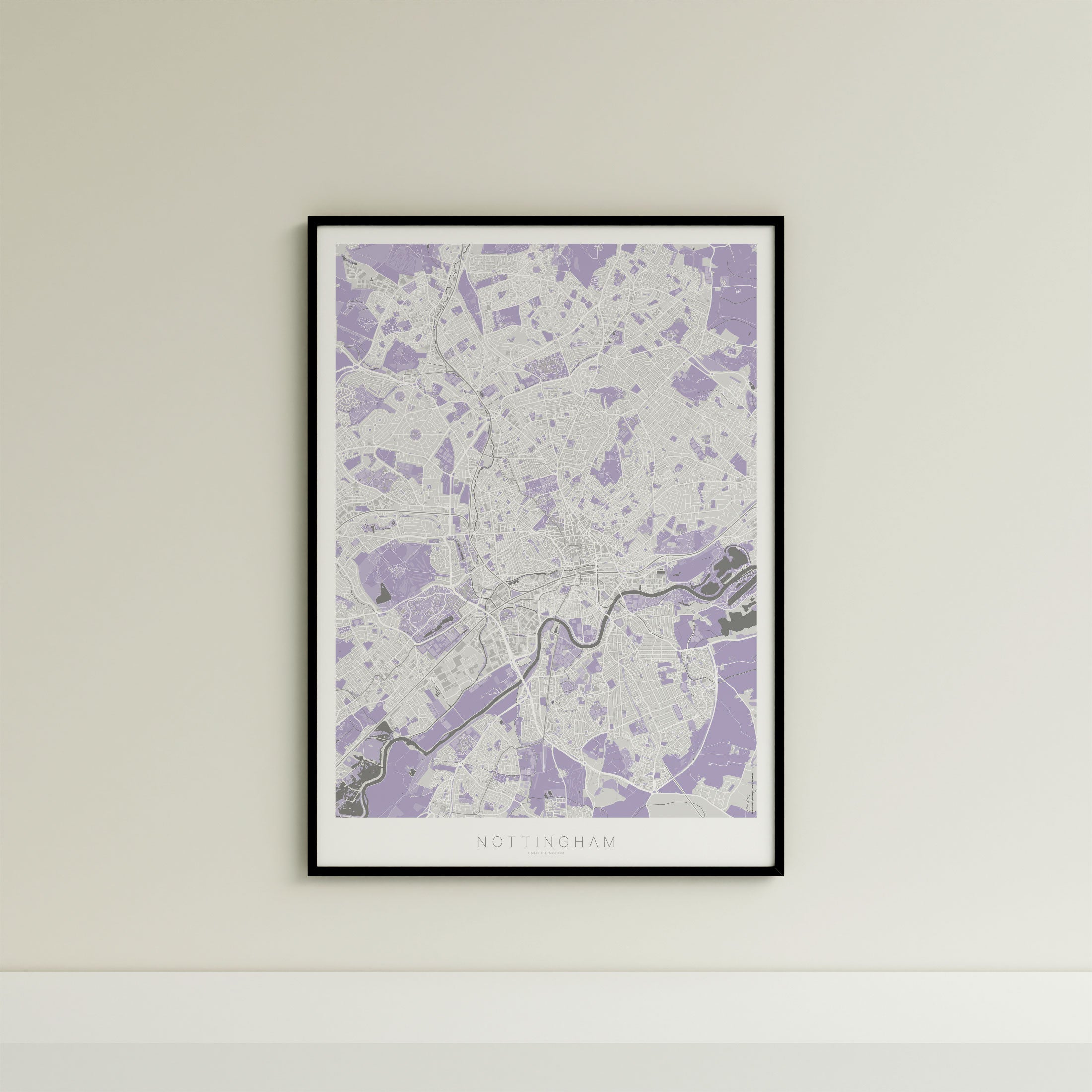Nottingham Map Print – Lilac Edition – Portrait