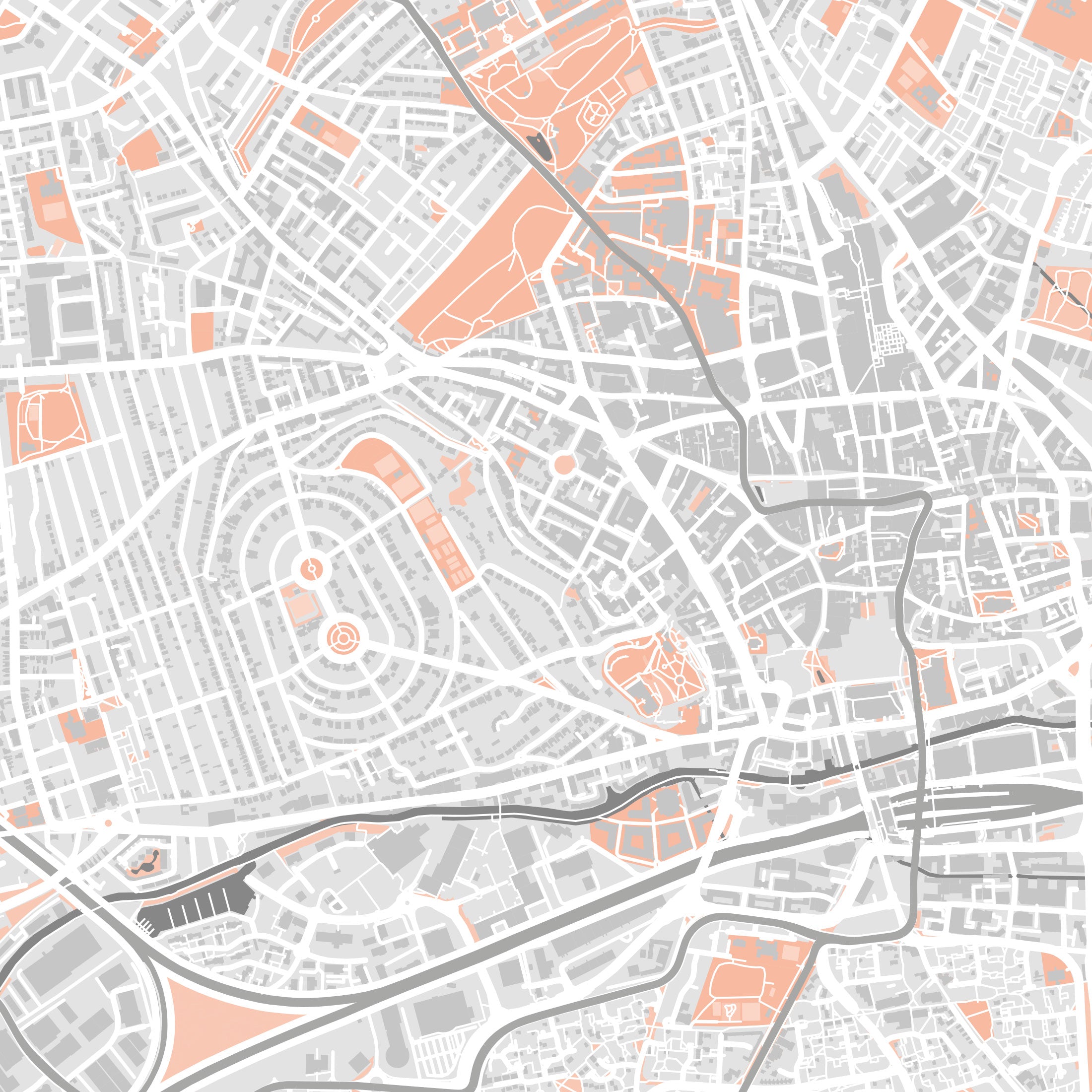 Nottingham Map Print – Coral Edition – Landscape