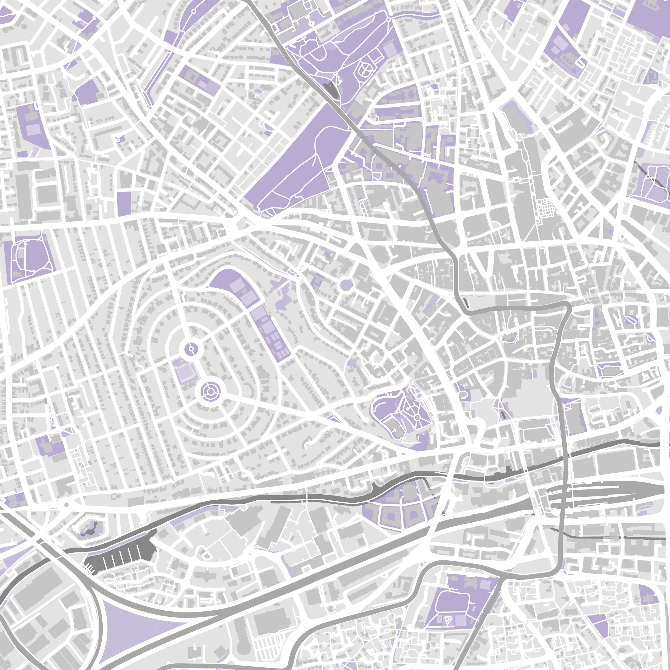 Nottingham Map Print – Lilac Edition – Portrait