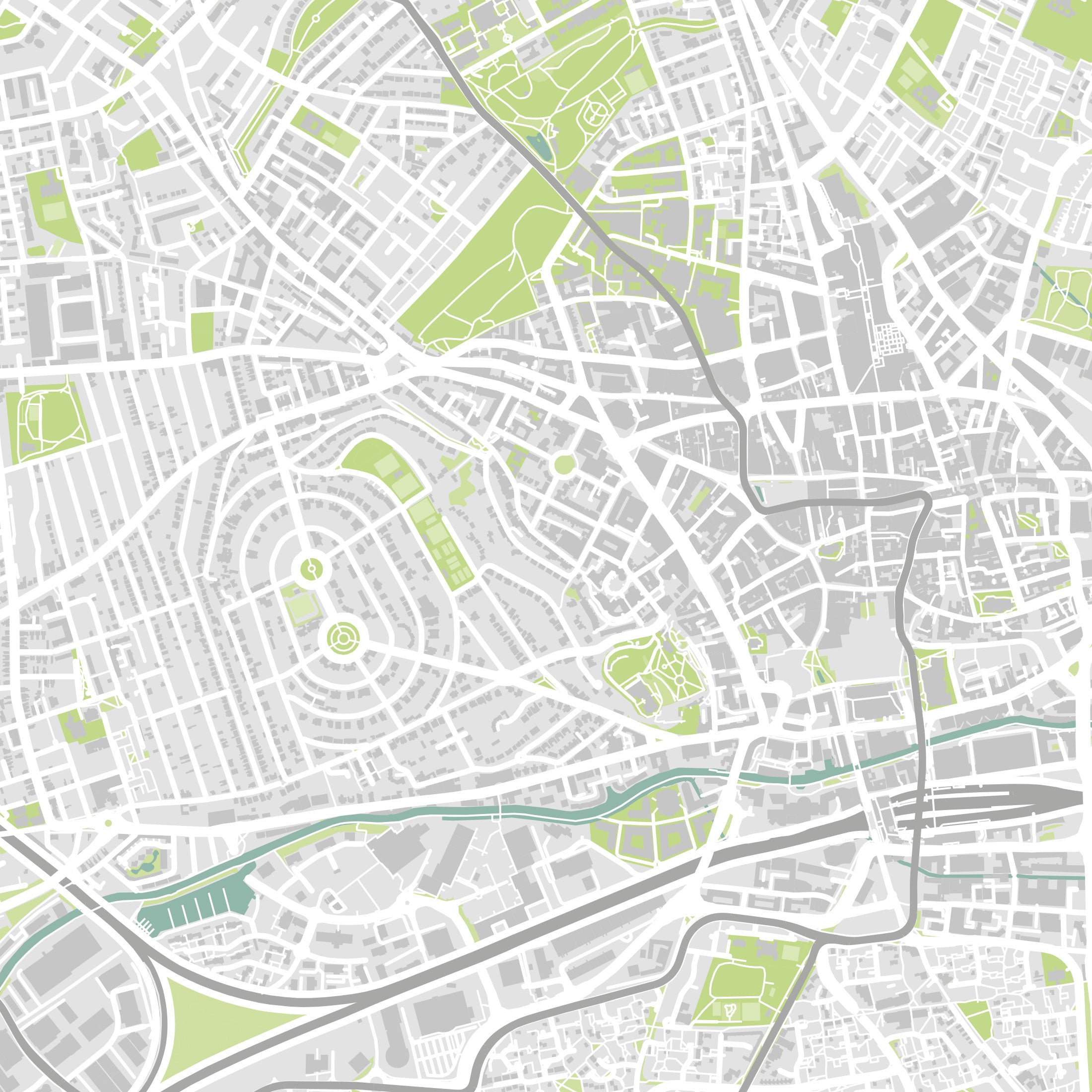 Nottingham Map Print – Atlas Modern Edition – Landscape