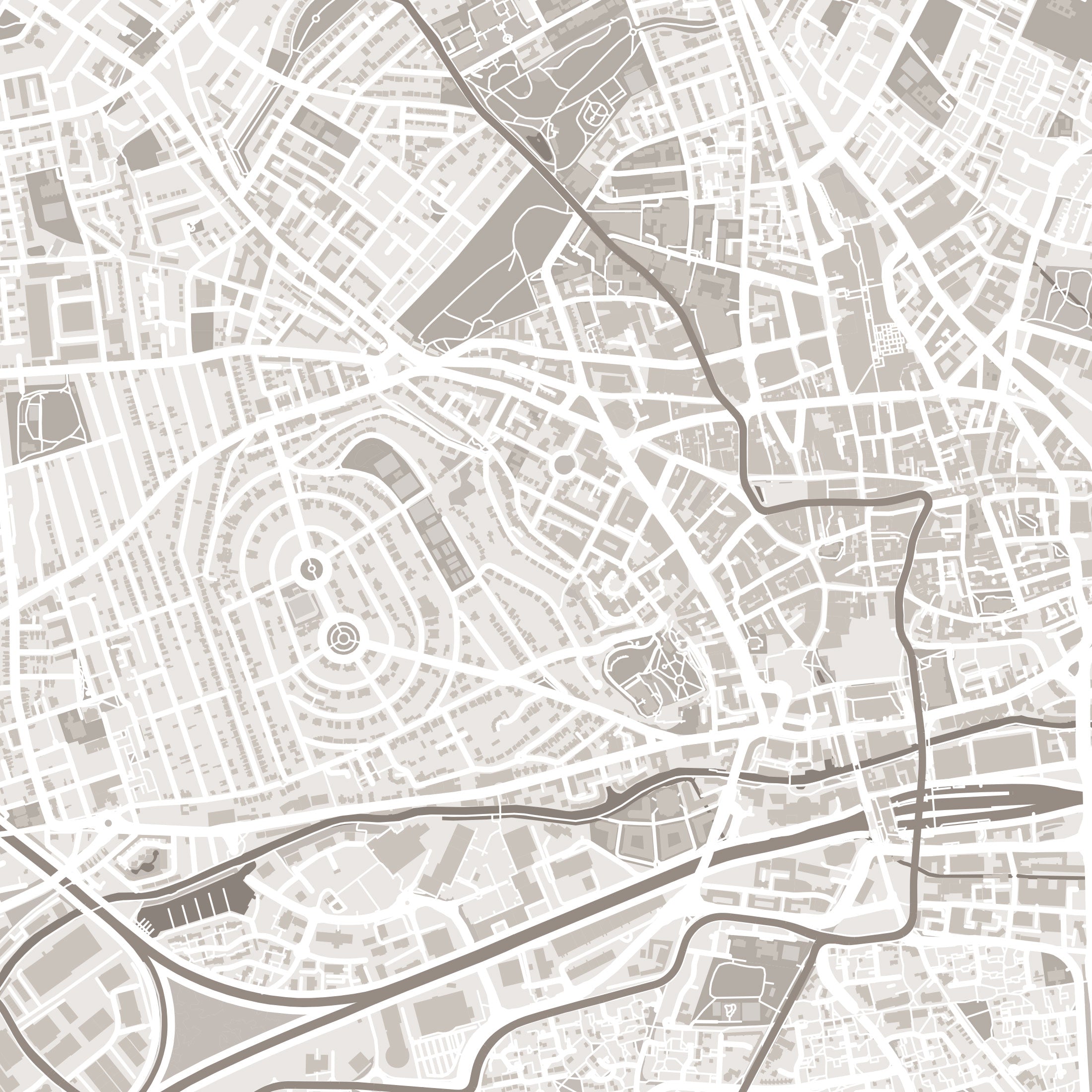 Nottingham Map Print – Sepia Edition – Landscape