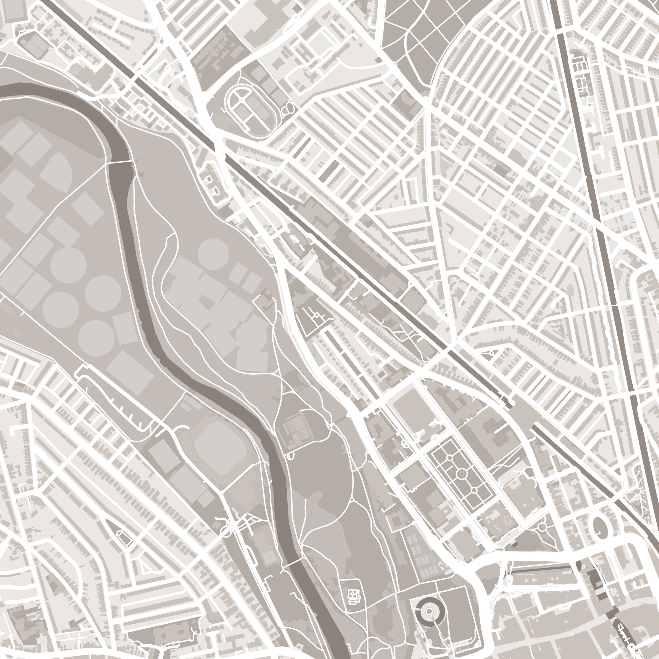 Cardiff Map Print – Sepia Edition – Landscape