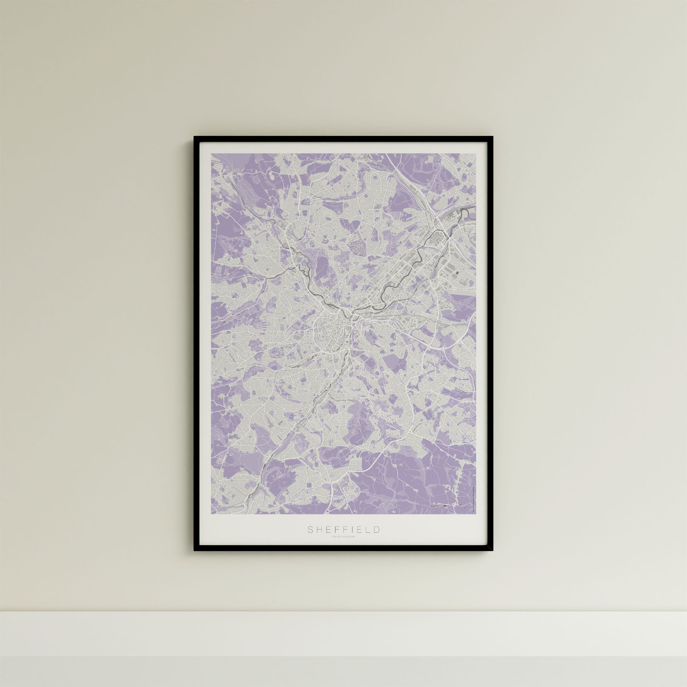 Sheffield Map Print – Lilac Edition – Portrait