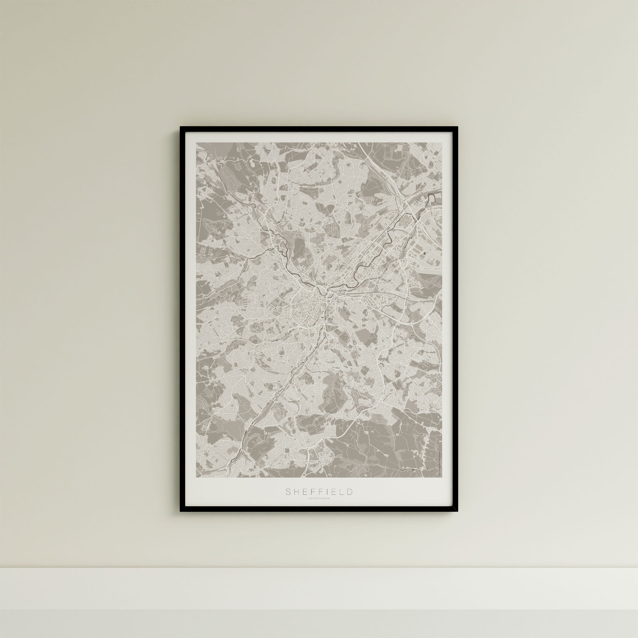 Sheffield Map Print – Sepia Edition – Portrait