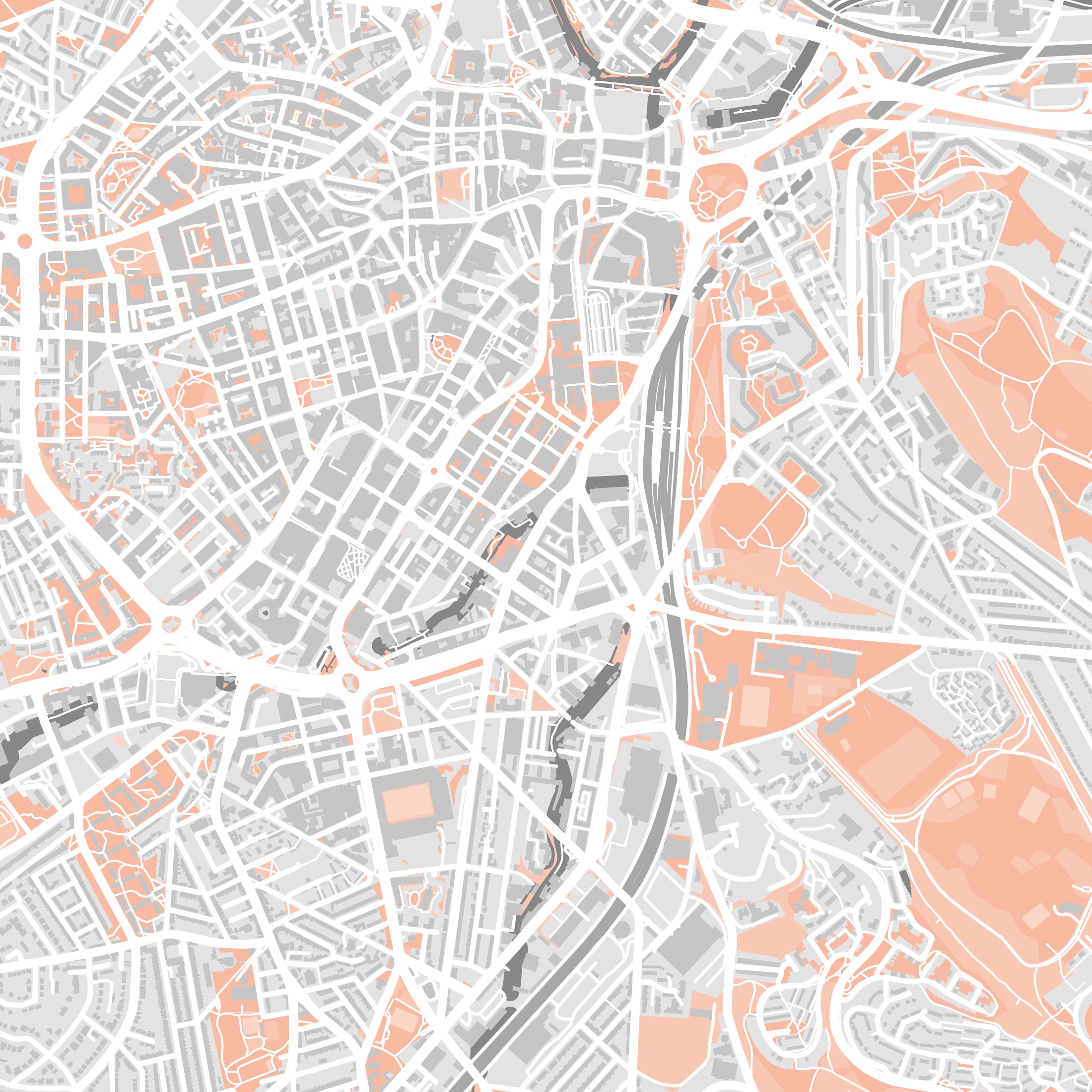 Sheffield Map Print – Coral Edition – Landscape