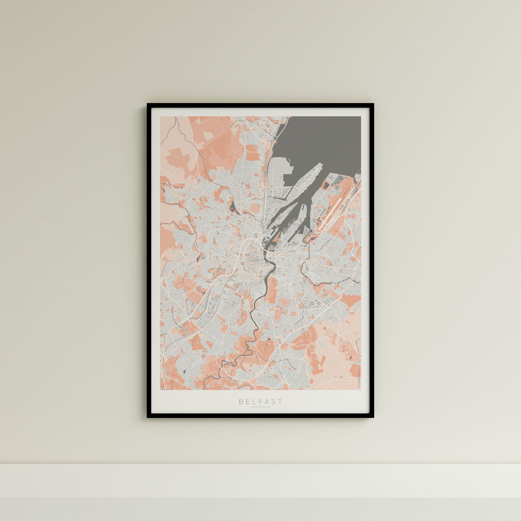 Belfast Map Print – Coral Edition – Portrait