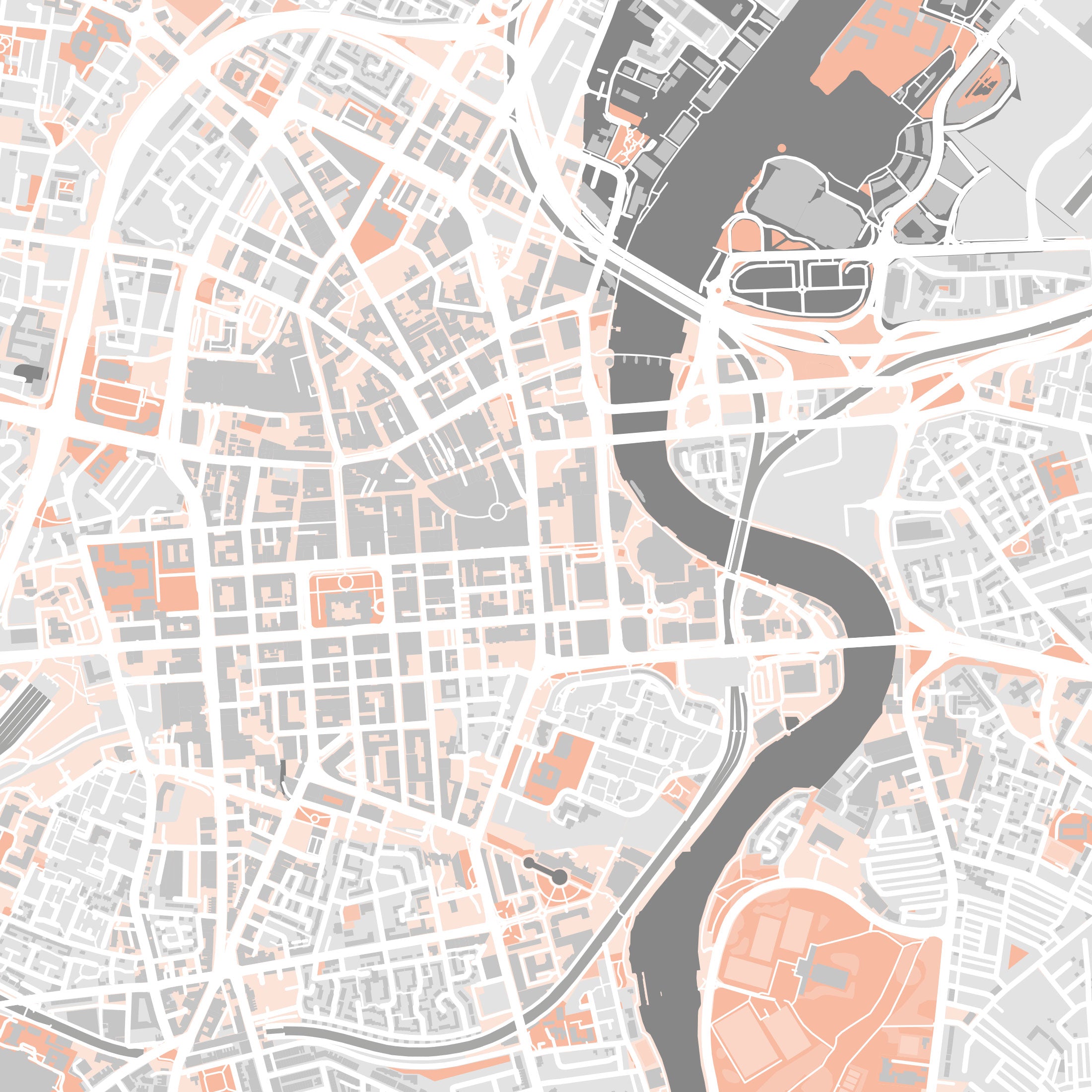 Belfast Map Print – Coral Edition – Landscape
