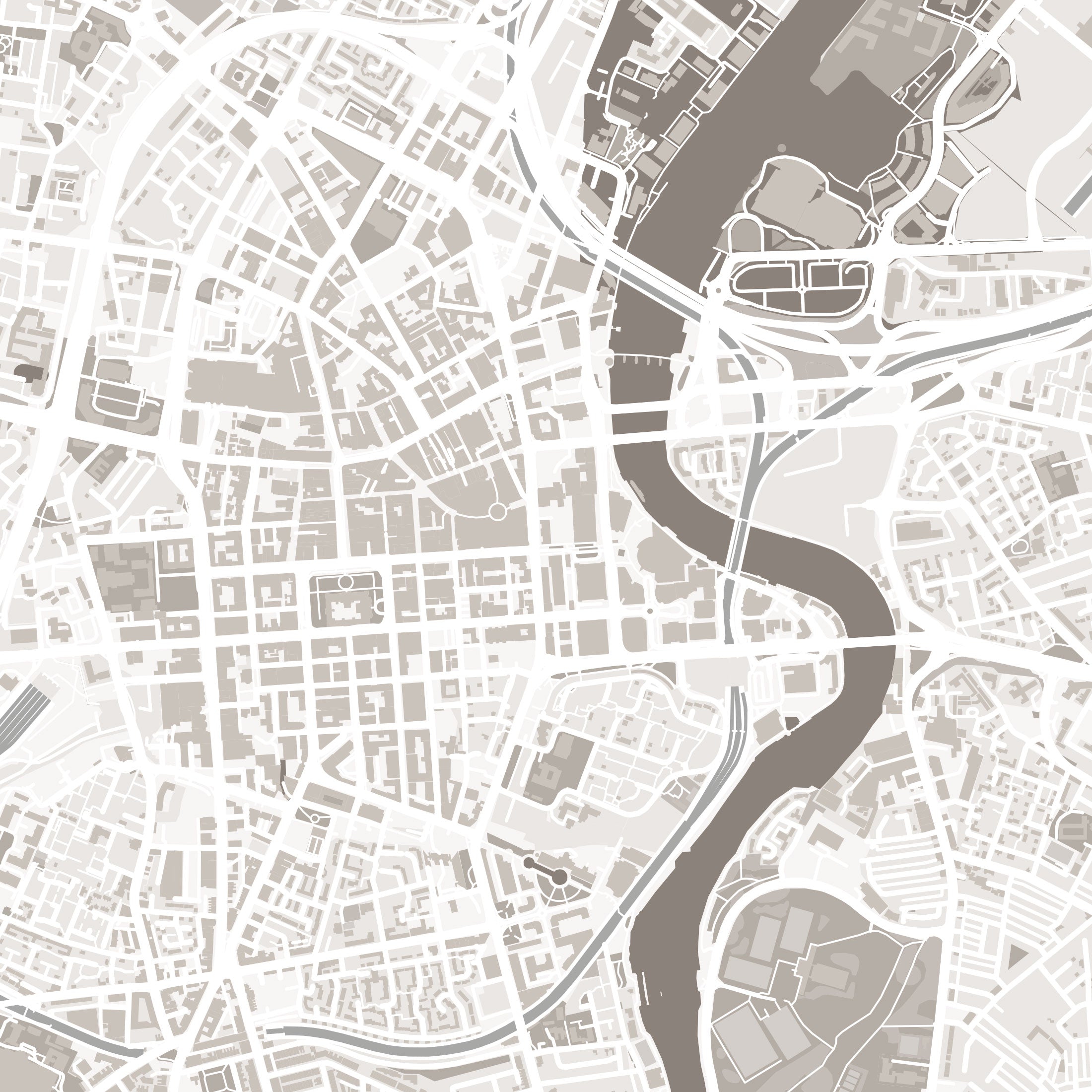 Belfast Map Print – Sepia Edition – Landscape