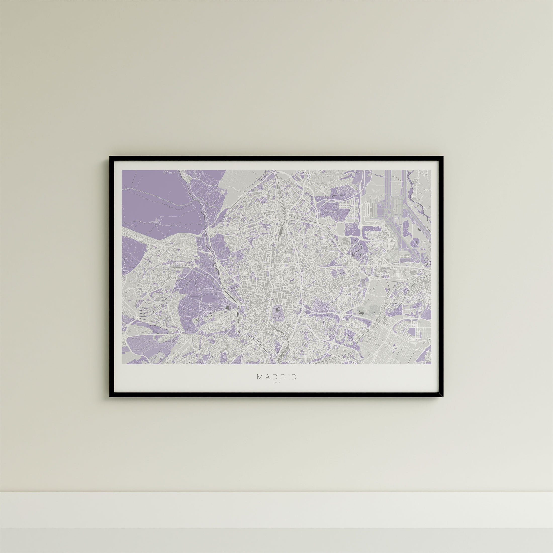 Madrid Map Print – Lilac Edition – Landscape