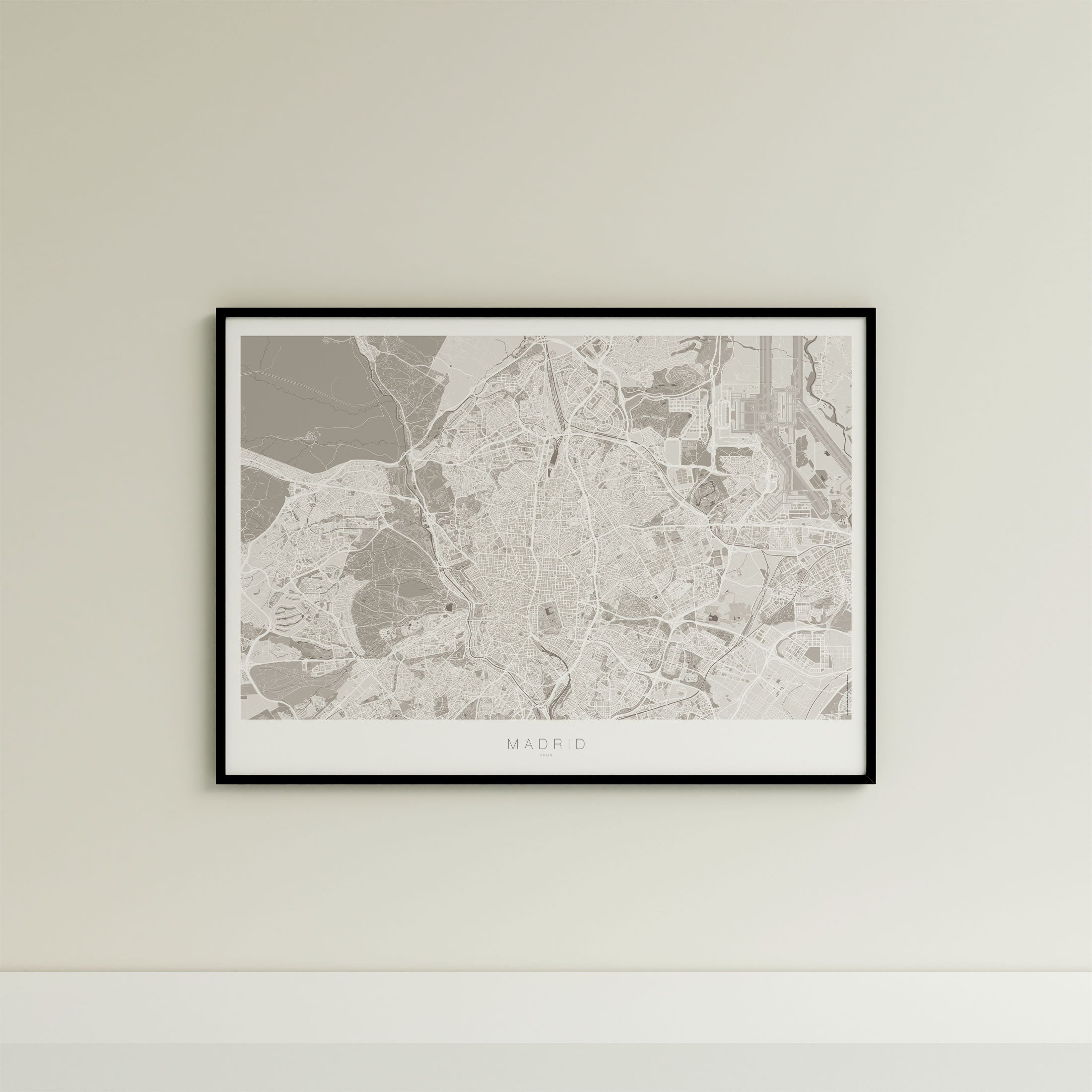 Madrid Map Print – Sepia Edition – Landscape