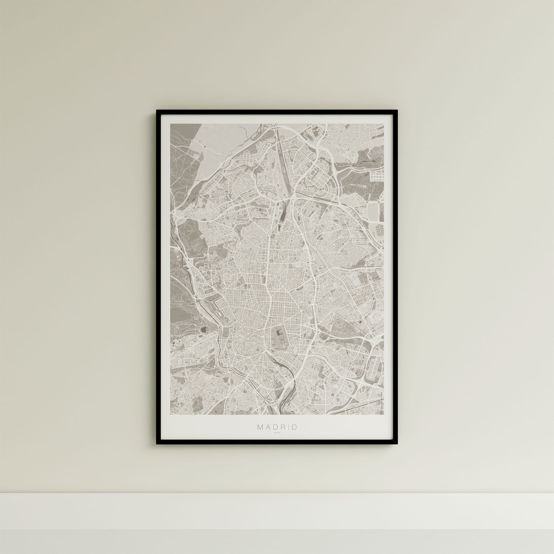 Madrid Map Print – Sepia Edition – Portrait