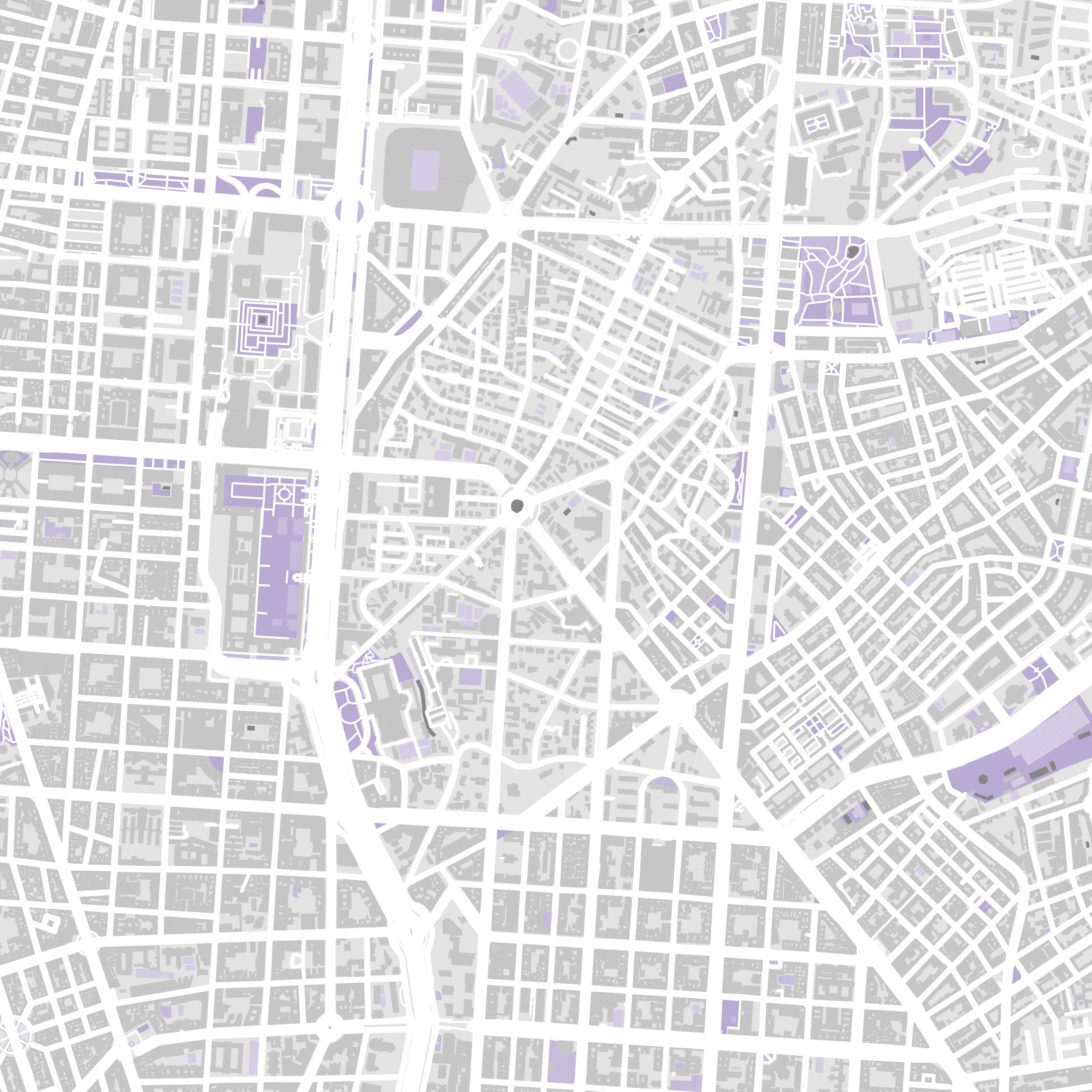 Madrid Map Print – Lilac Edition – Landscape