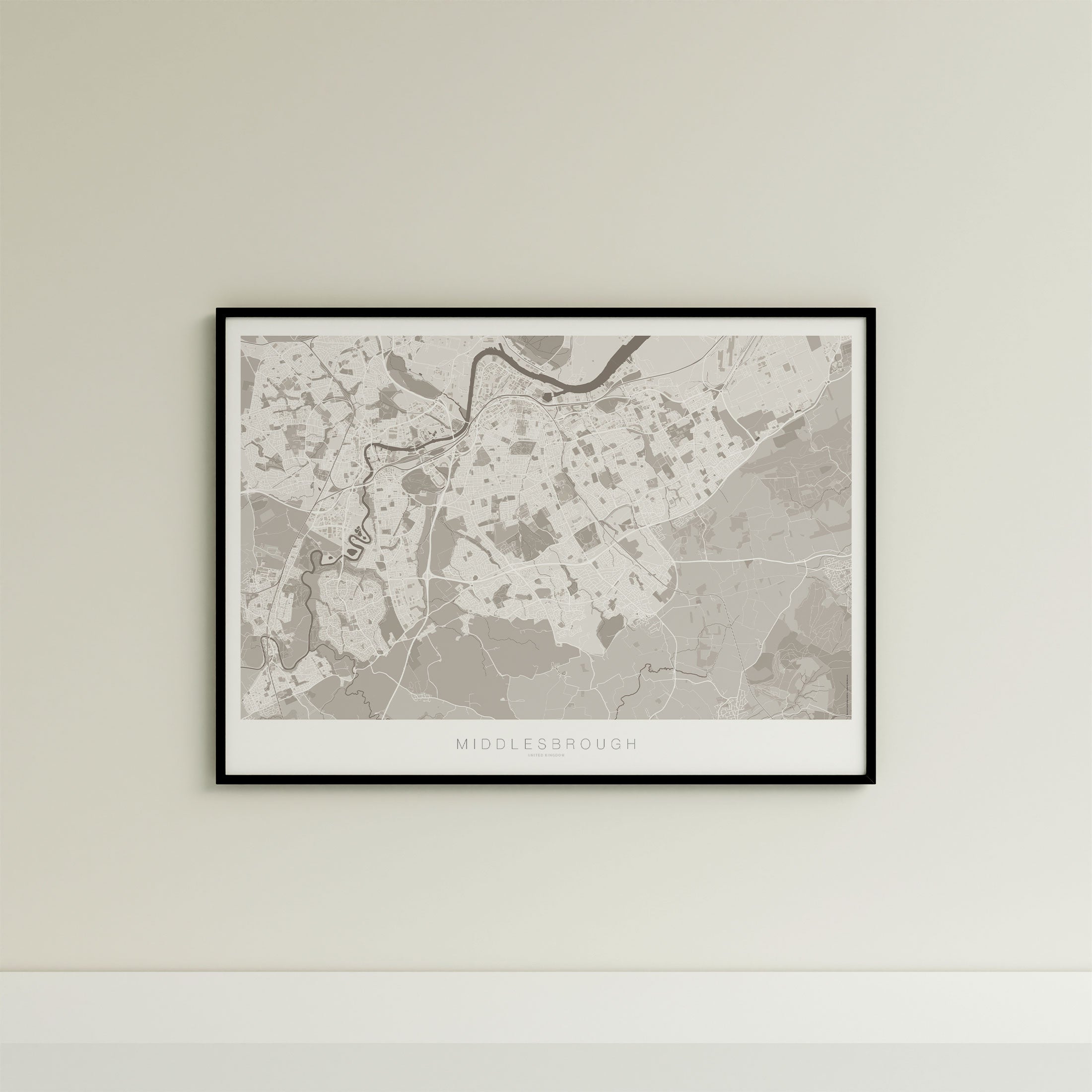 Middlesbrough Map Print – Sepia Edition – Landscape