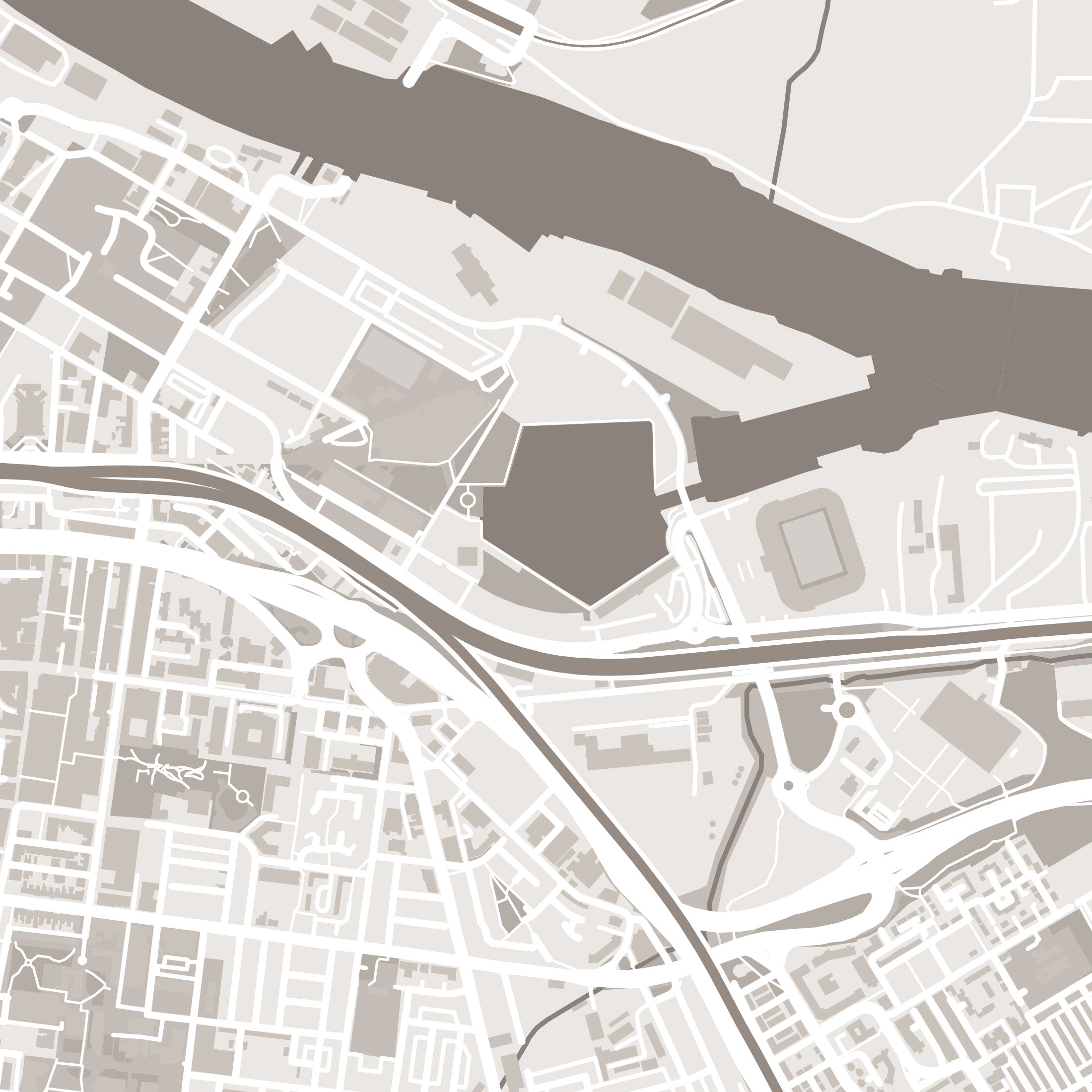 Middlesbrough Map Print – Sepia Edition – Landscape