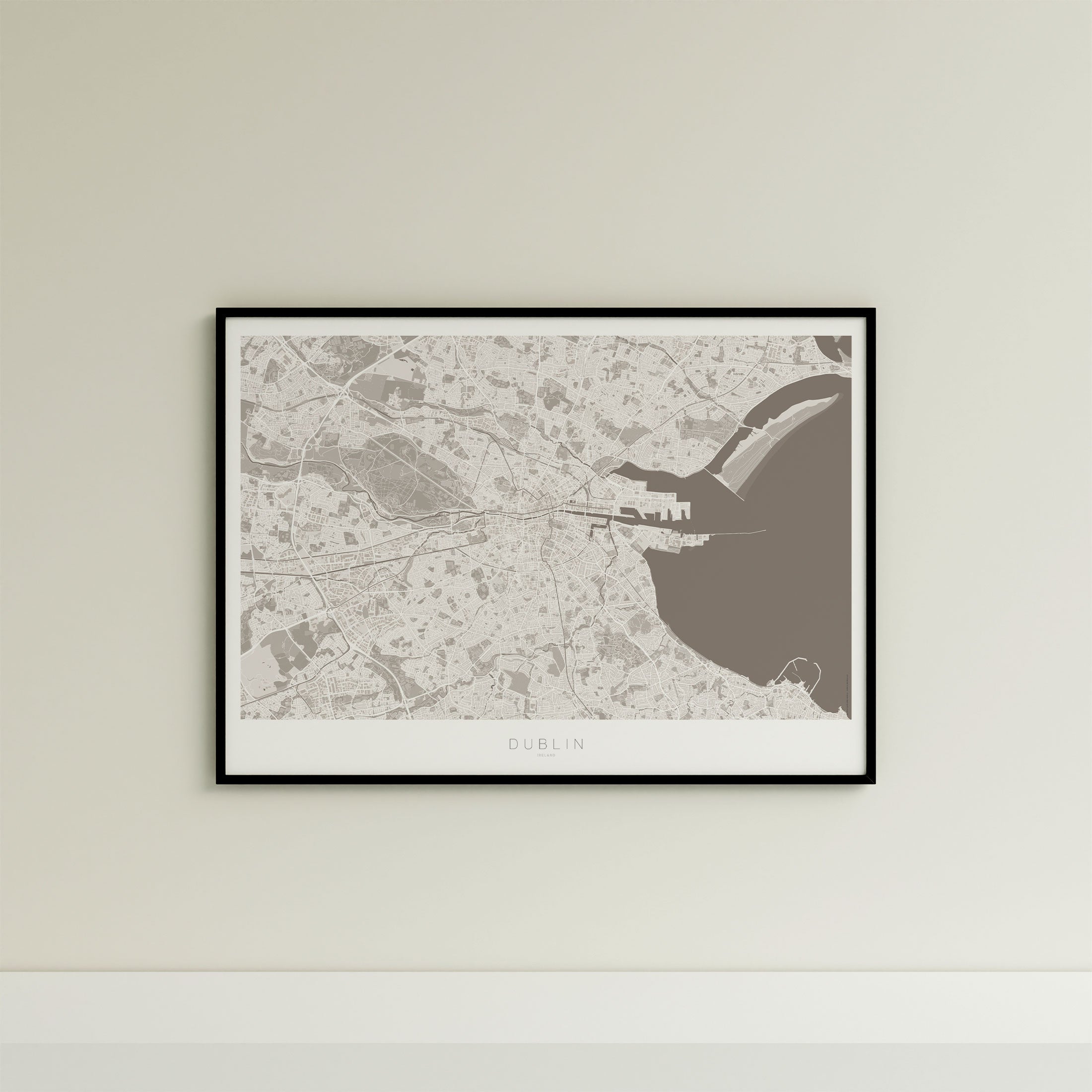 Dublin Map Print – Sepia Edition – Landscape