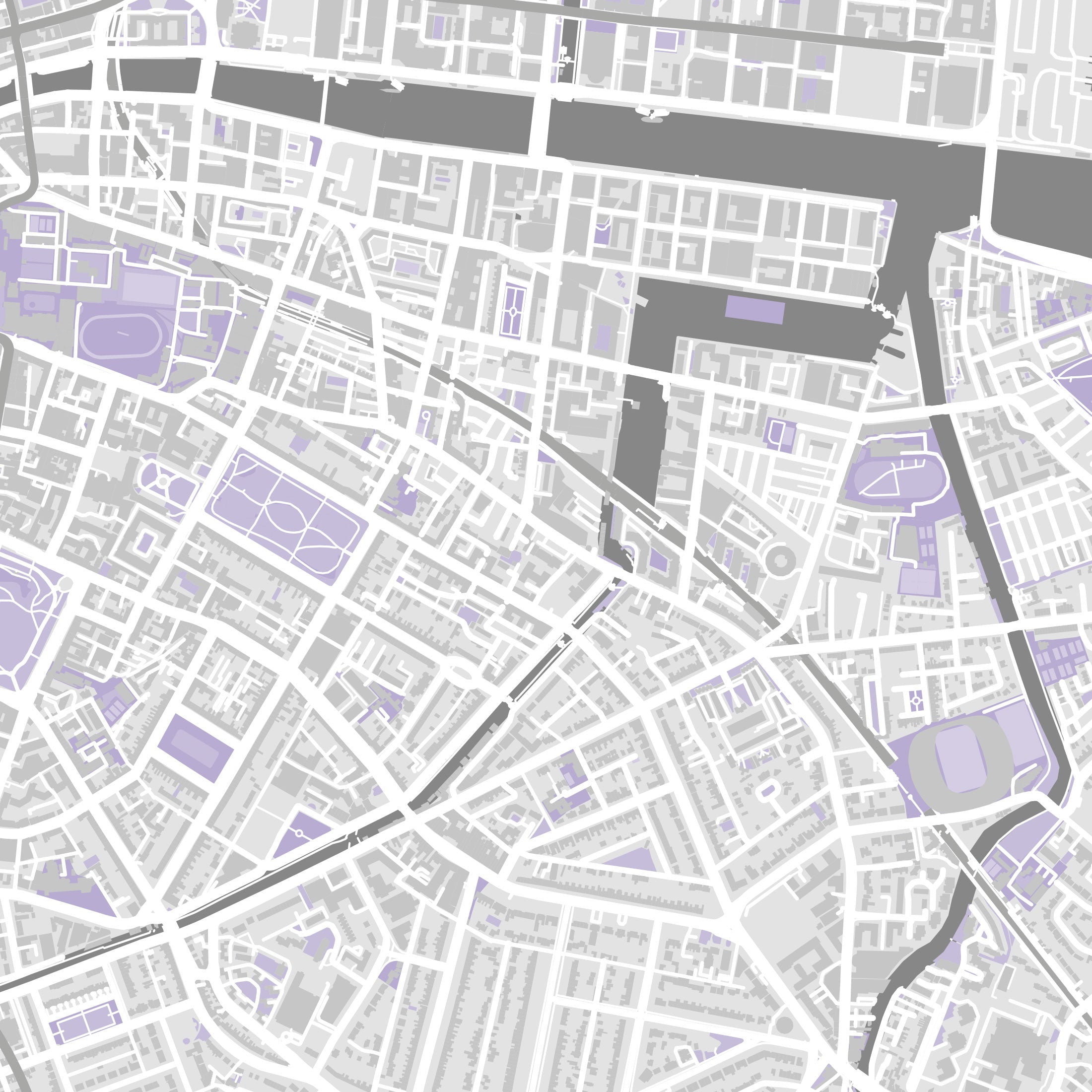 Dublin Map Print – Lilac Edition – Landscape